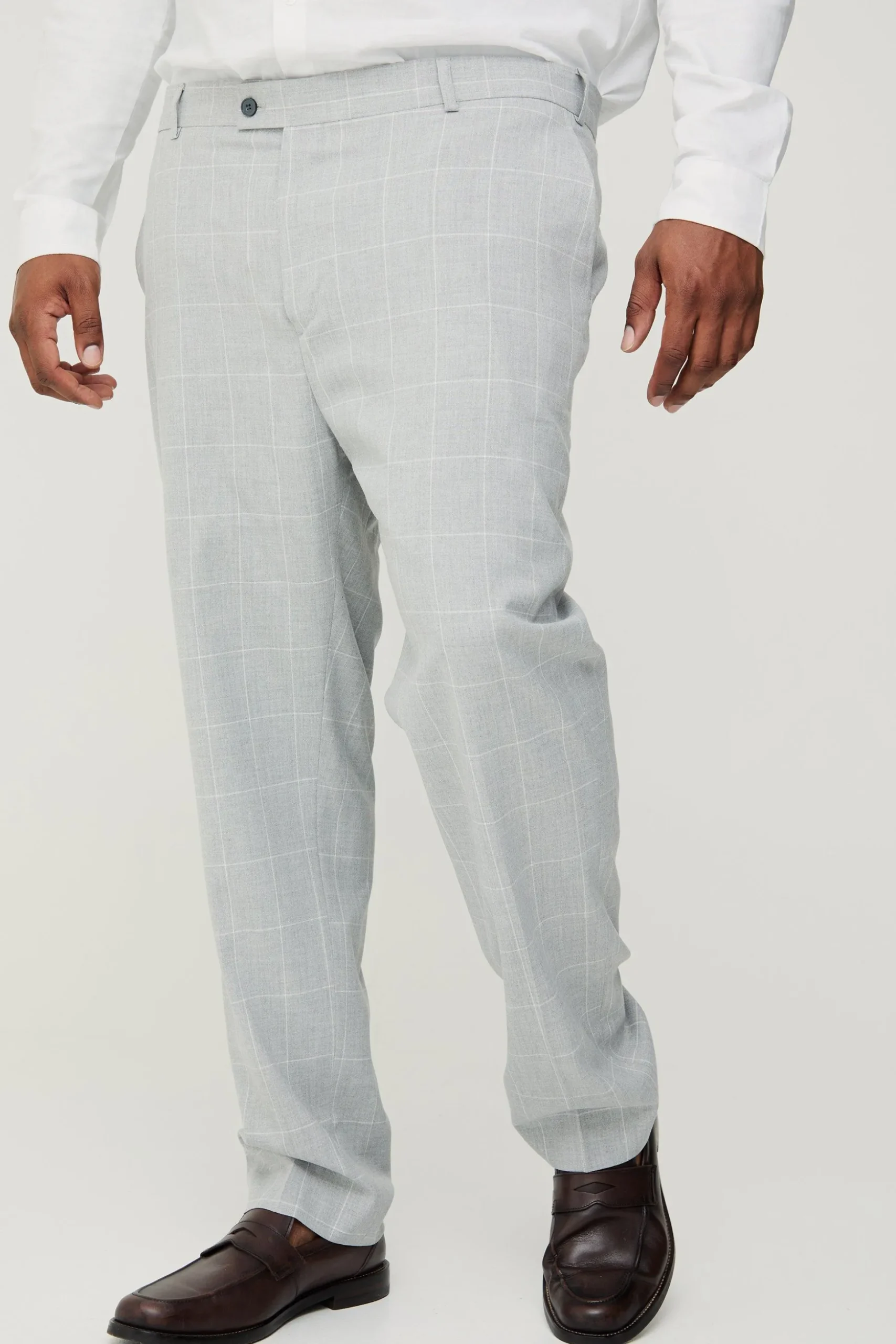 Plus Window Pane Check Skinny Fit Trousers | BoohooMAN UK