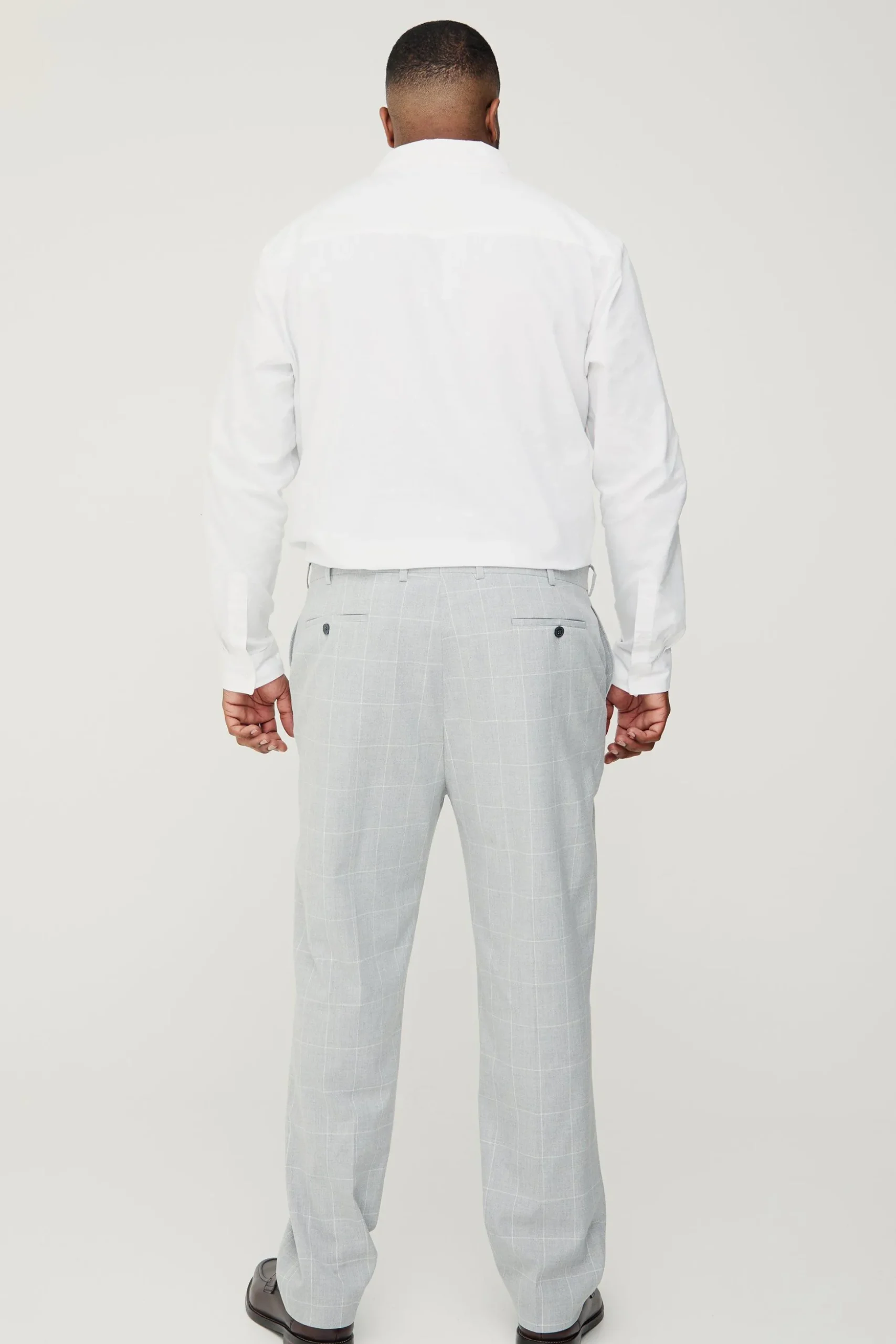 Plus Window Pane Check Skinny Fit Trousers | BoohooMAN UK