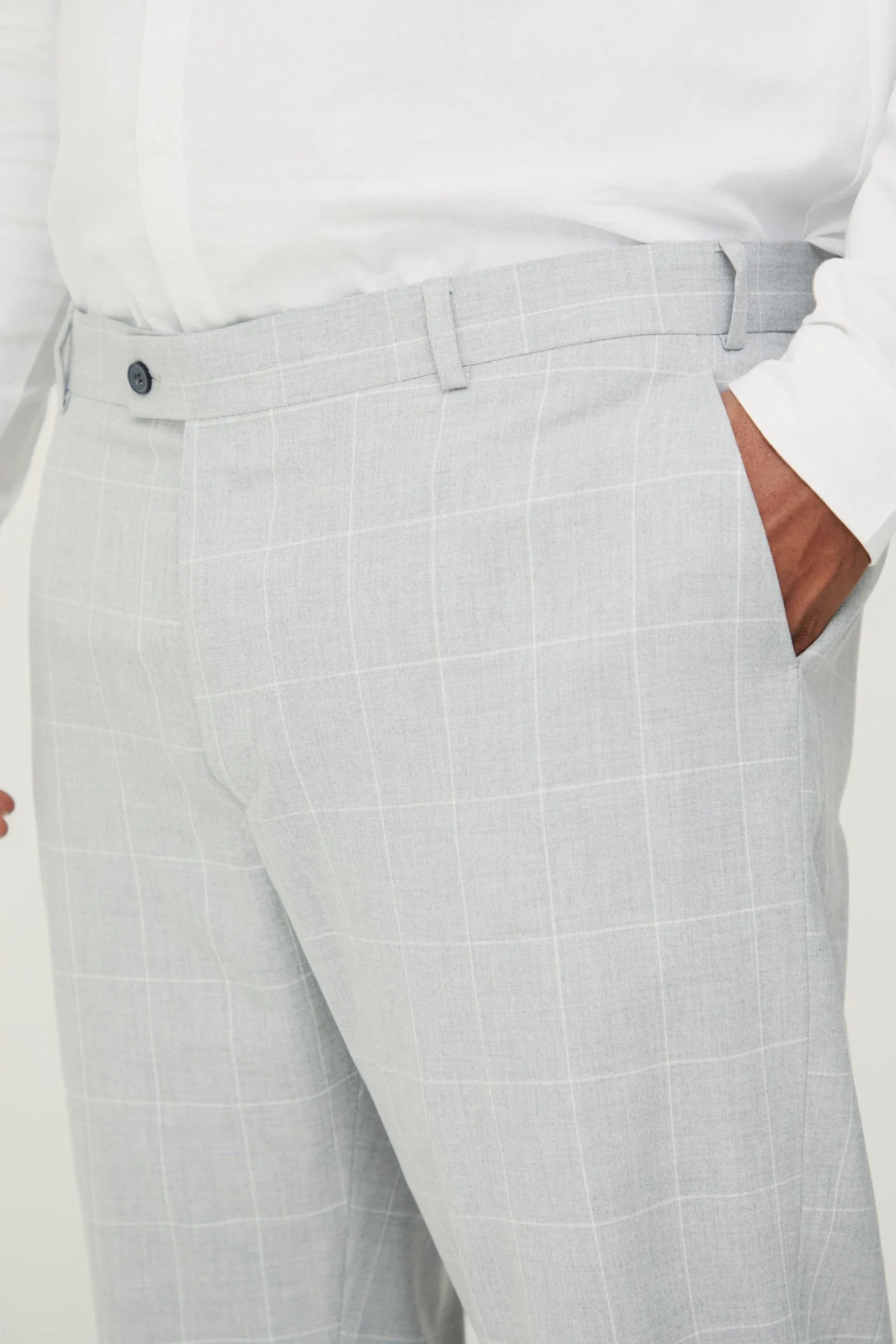 Plus Window Pane Check Skinny Fit Trousers | BoohooMAN UK
