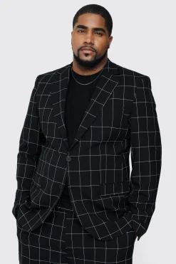 Plus Window Pane Check Skinny Fit Suit | BoohooMAN UK