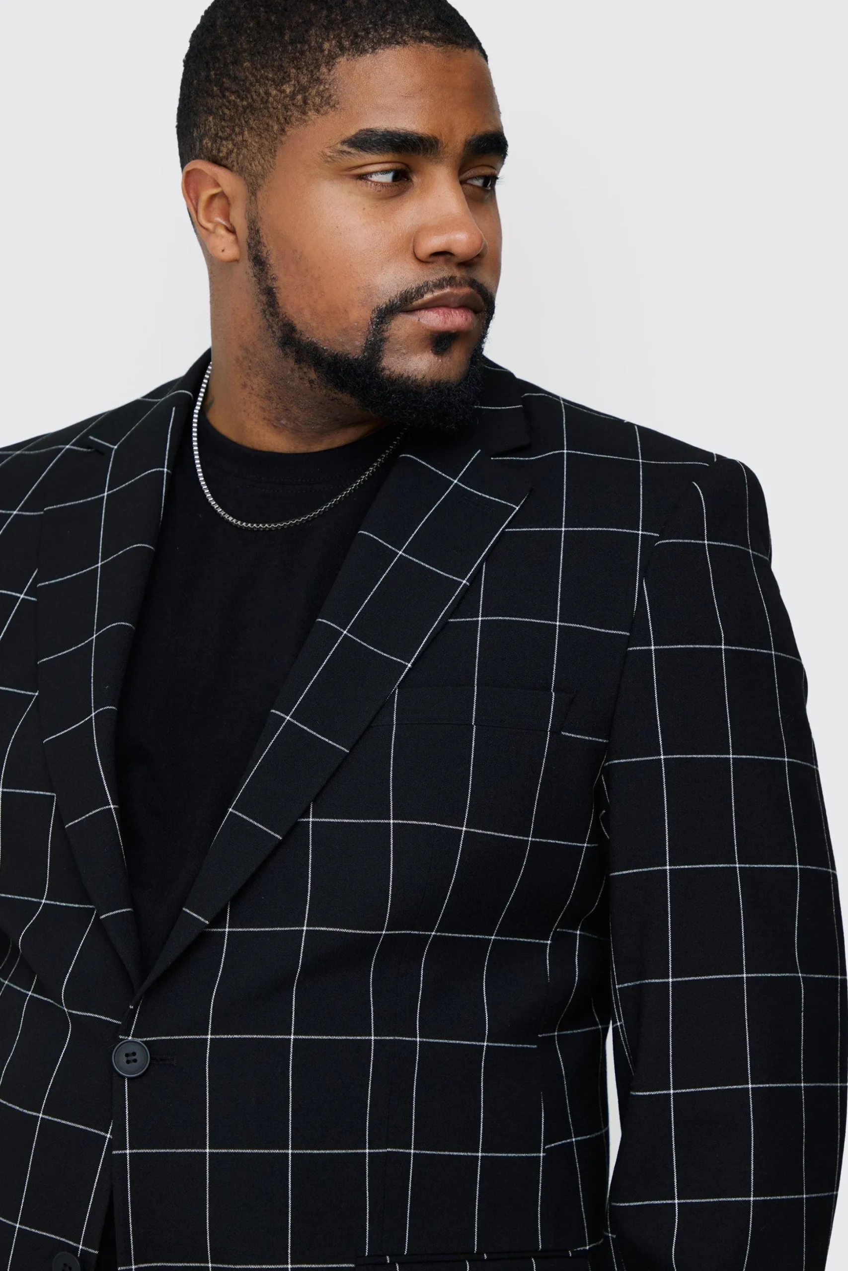 Plus Window Pane Check Skinny Fit Suit | BoohooMAN UK