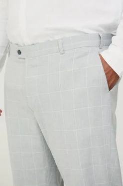 Plus Window Pane Check Skinny Fit Suit In Light Grey | BoohooMAN UK