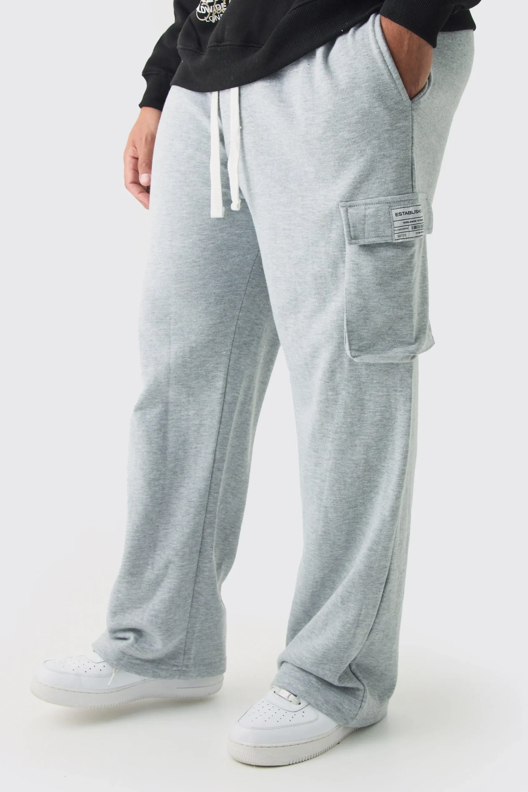Plus Woven Tab Relaxed Fit Cargo Joggers | BoohooMAN UK