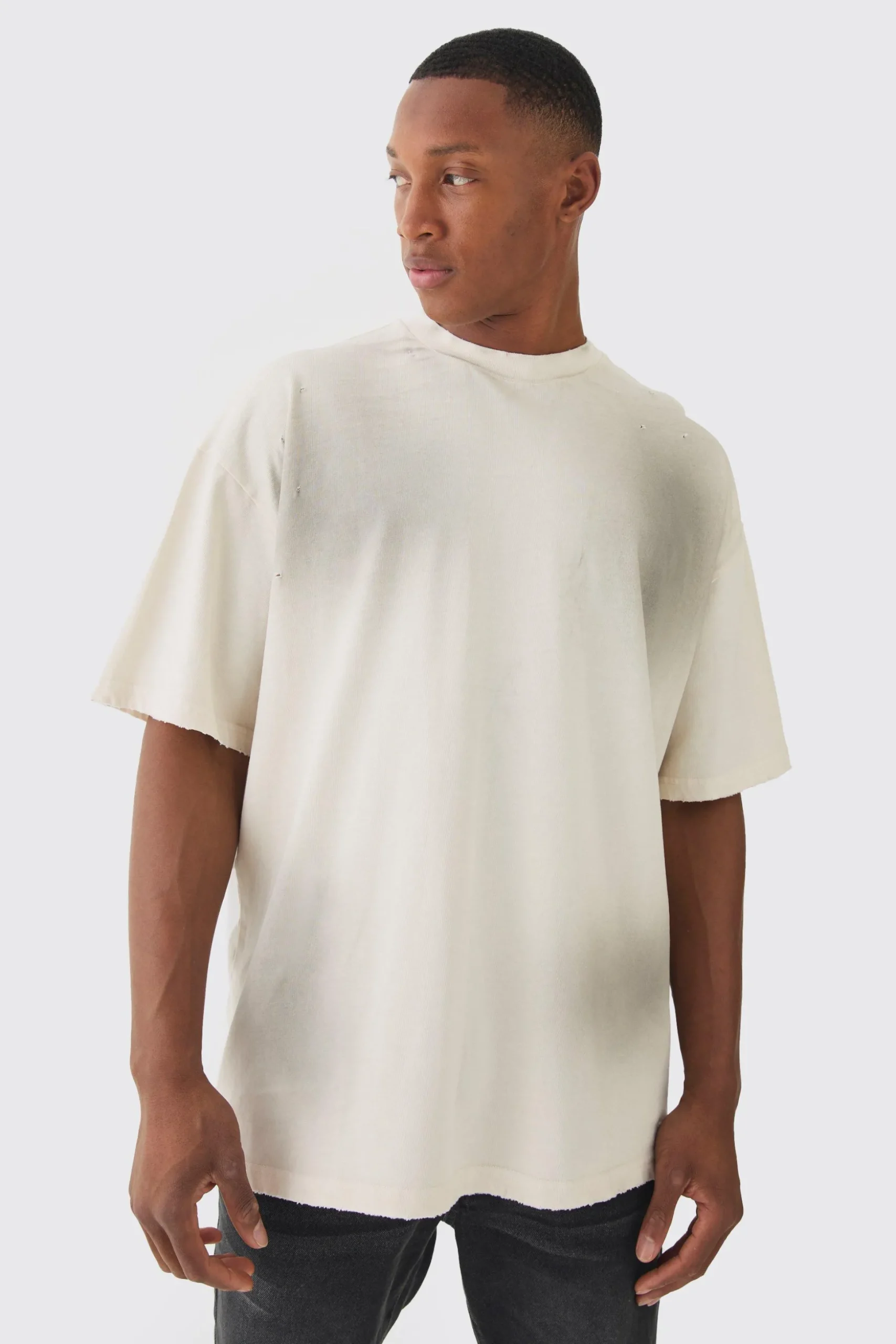 Premium Oversized Top Stitched & Washed T-shirt | BoohooMAN UK