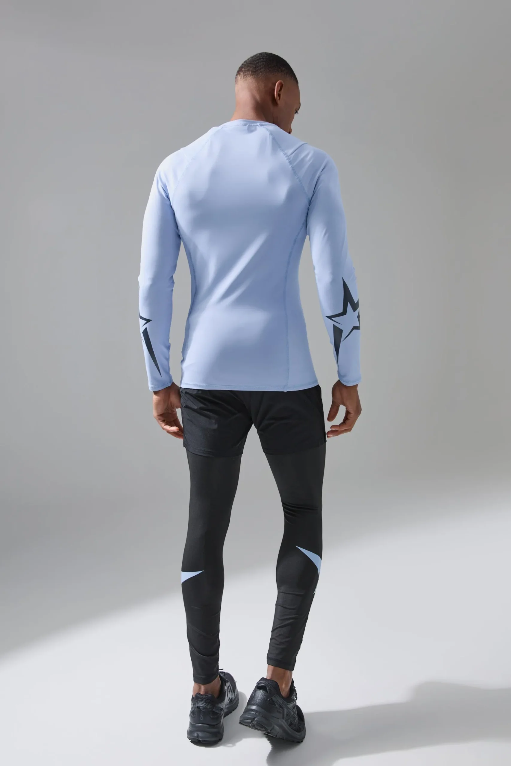 P-Star Active Muscle Fit Base Layer Star Print T-shirt | BoohooMAN UK