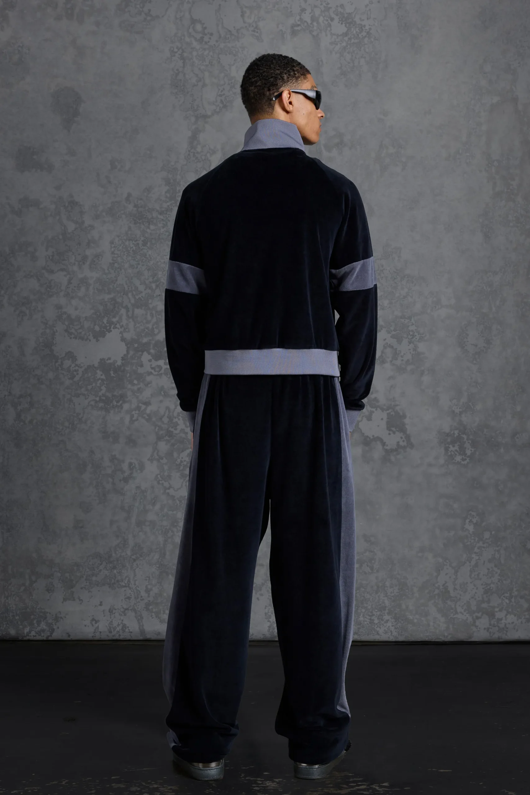 P-Star Funnel Neck Velour Track Top | BoohooMAN UK