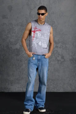 P-Star Oversized Boxy Tank Top With Graffiti Print | BoohooMAN UK