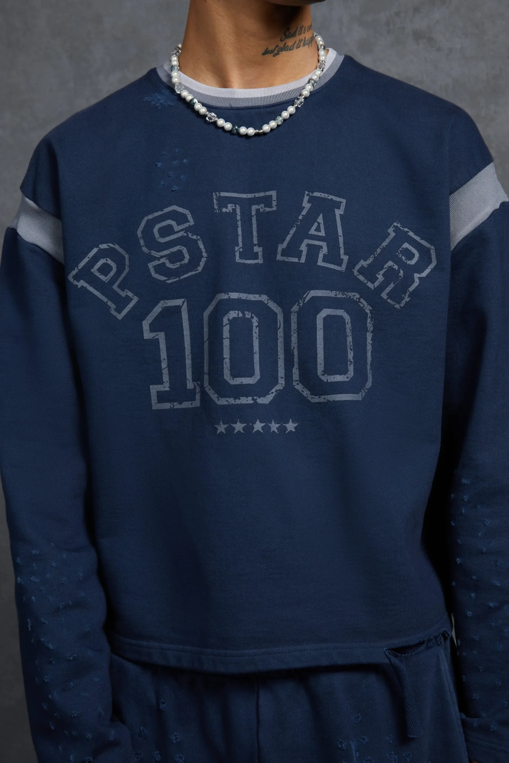 P-Star Oversized Cropped Sweatshirt With 100 Print | BoohooMAN UK