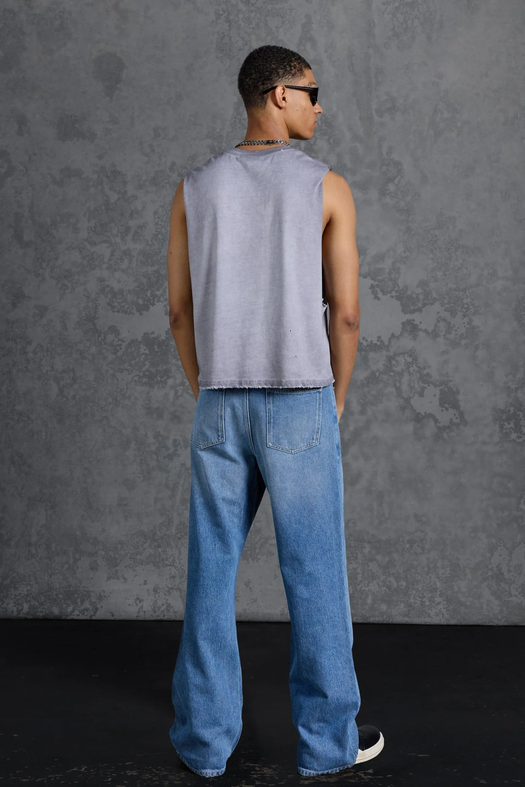 P-Star Slim Fit Flare Stacked Jeans With Keychain | BoohooMAN UK
