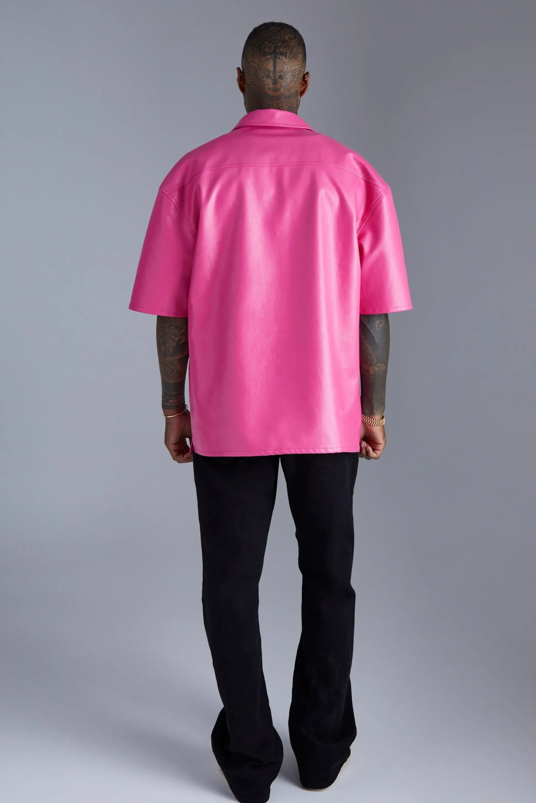 Pu Boxy Oversized Shirt | BoohooMAN UK