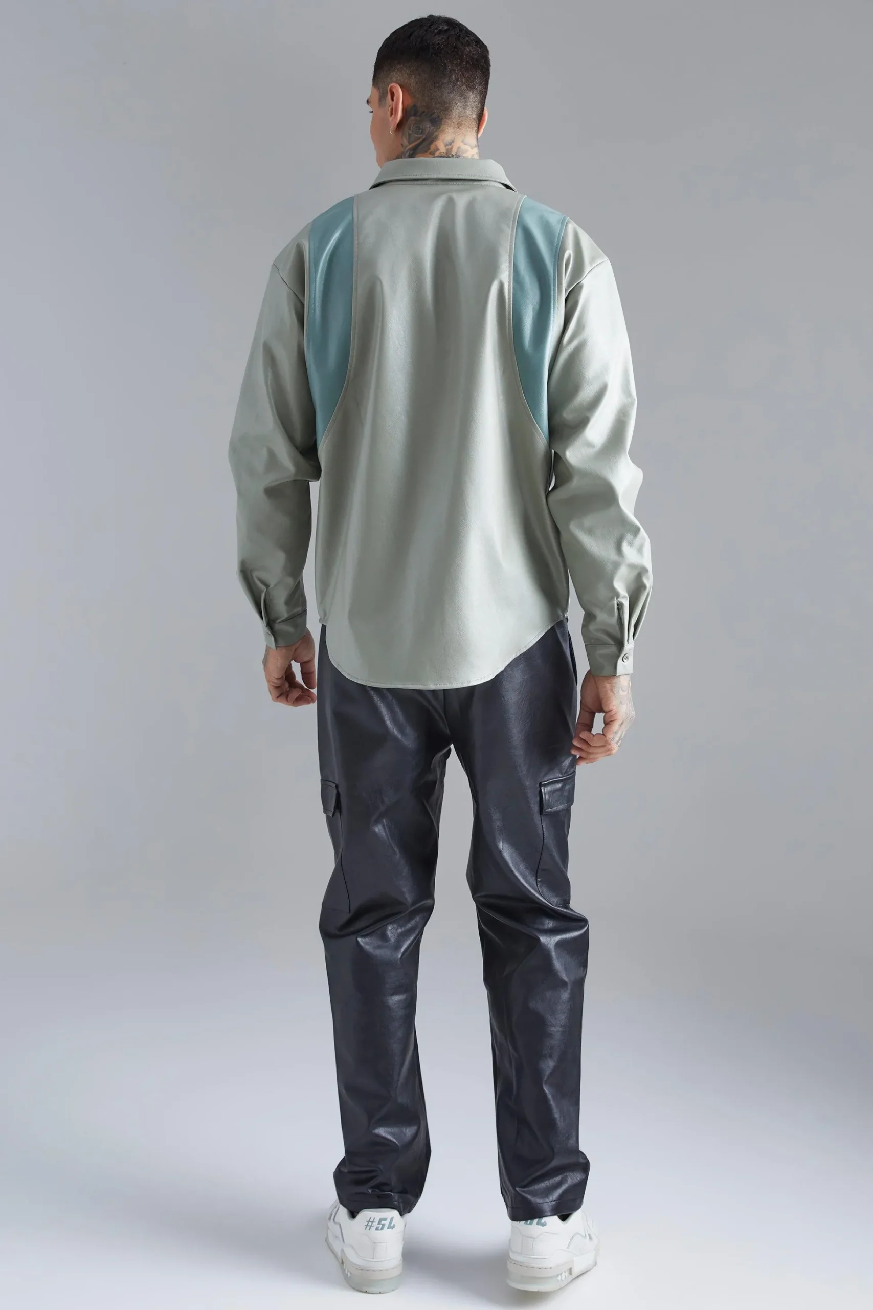 Pu Panel Detail Overshirt | BoohooMAN UK