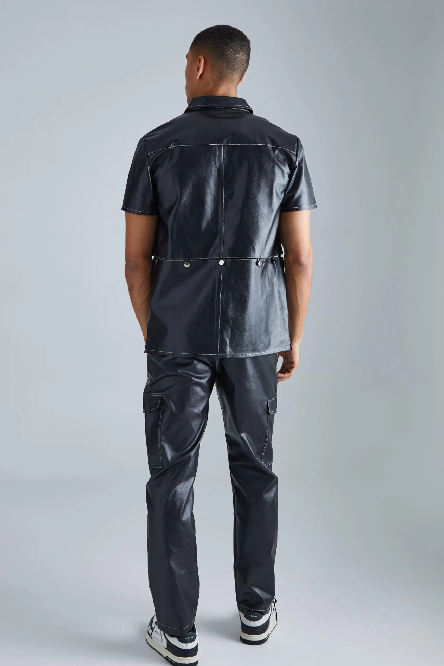 Pu Short Sleeve Detachable Shirt | BoohooMAN UK