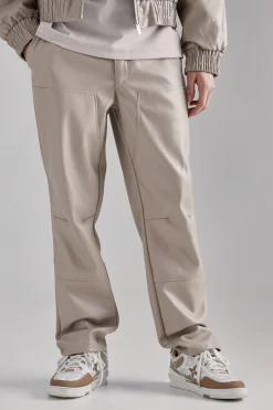 Pu Straight Leg Trousers | BoohooMAN UK