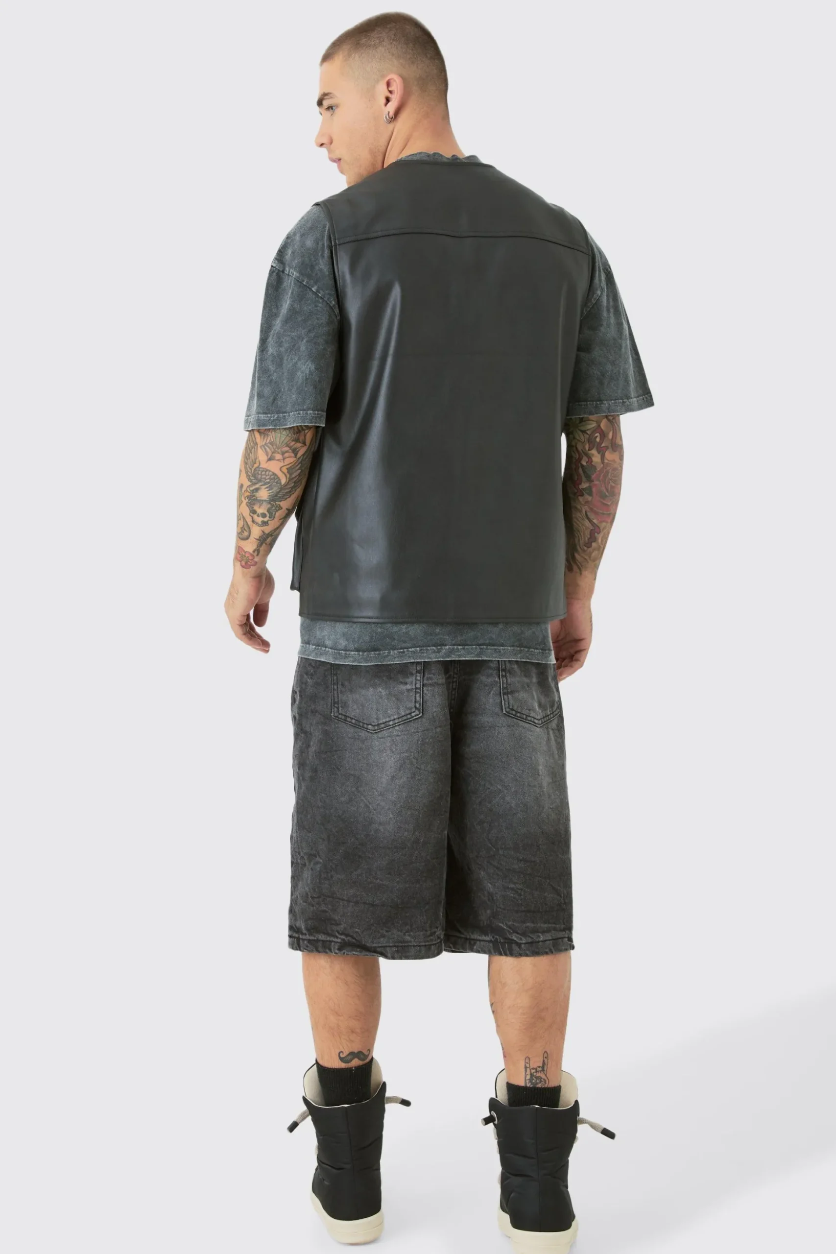 Pu Utility Vest | BoohooMAN UK