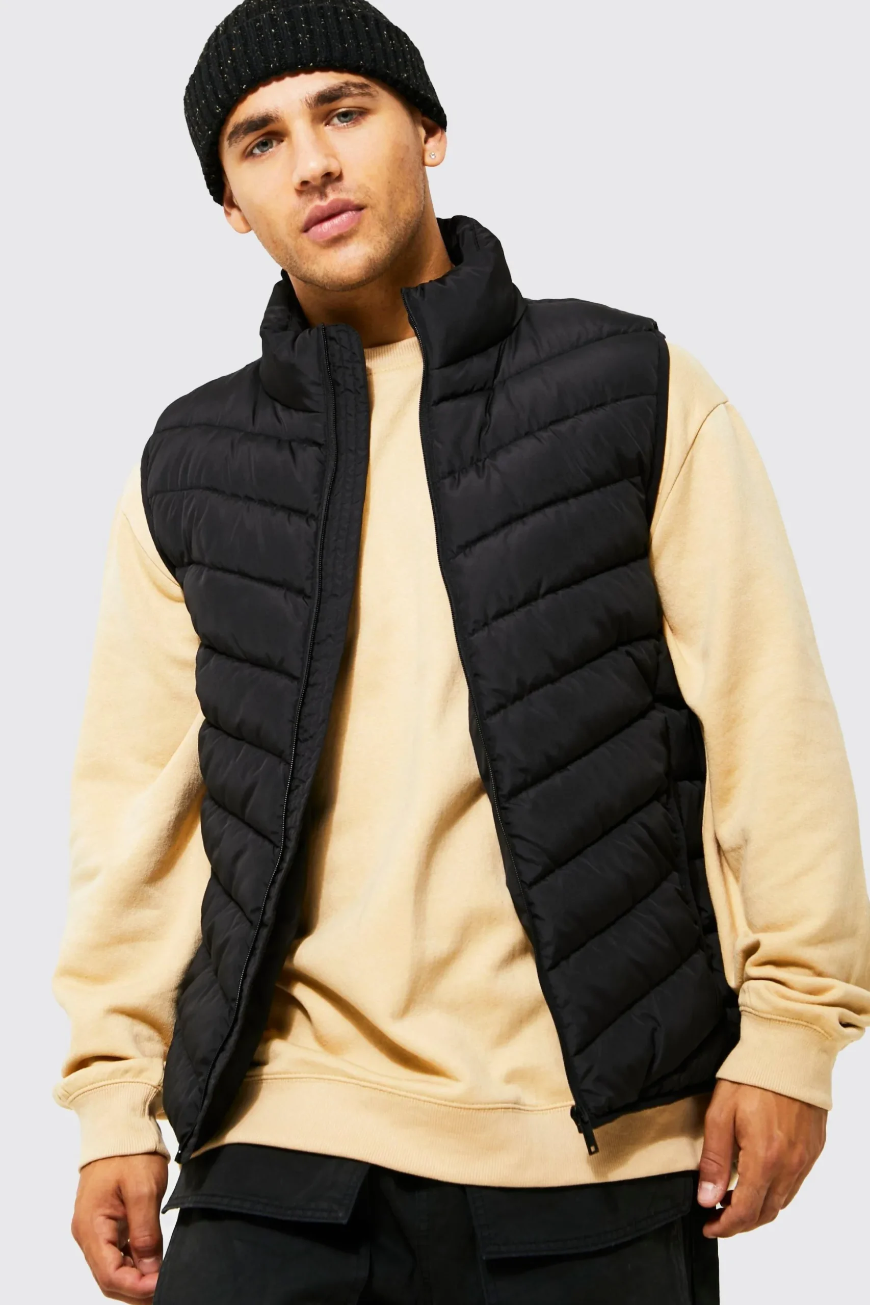 Quilted Funnel Neck Gilet | BoohooMAN UK