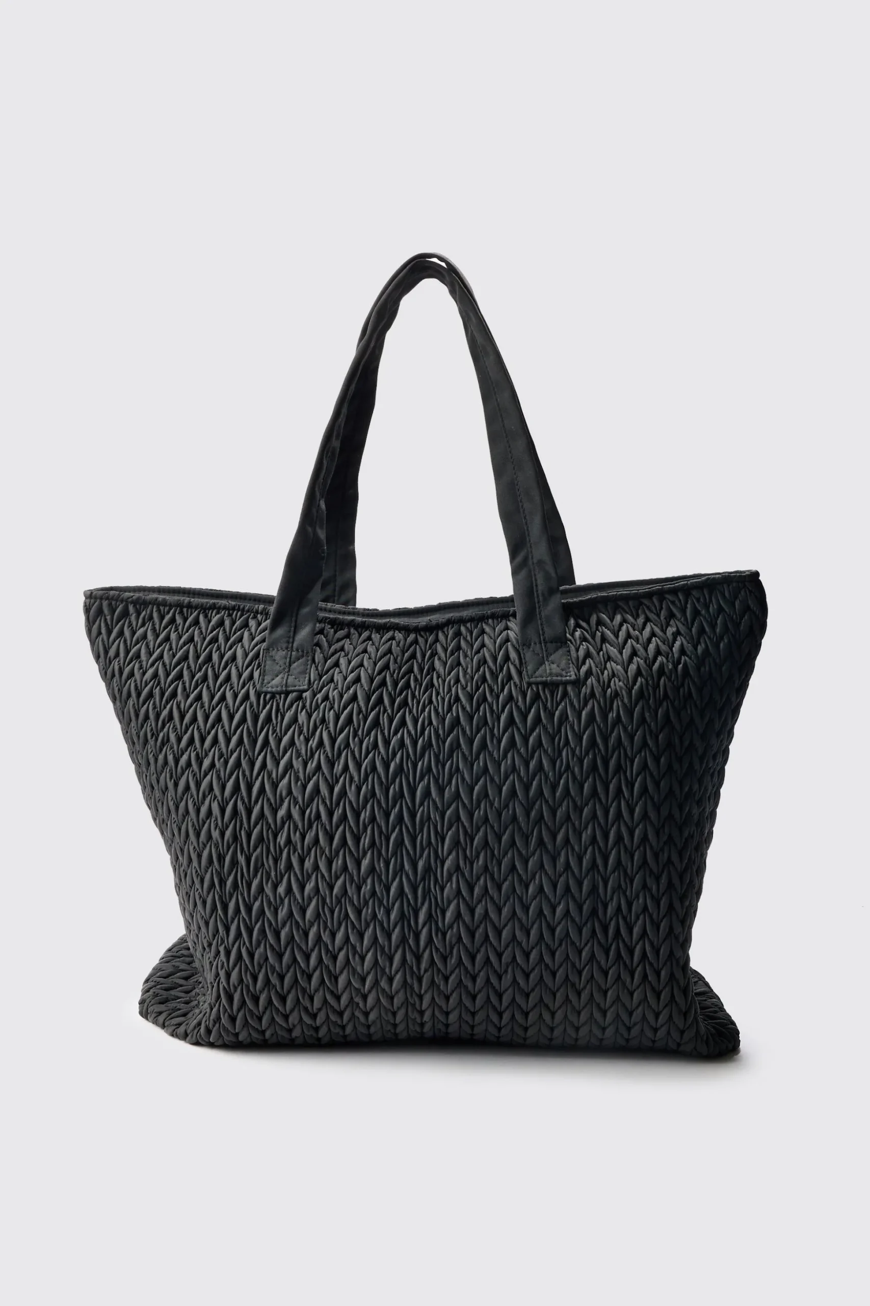 Quilted Tote Bag In Black | BoohooMAN UK