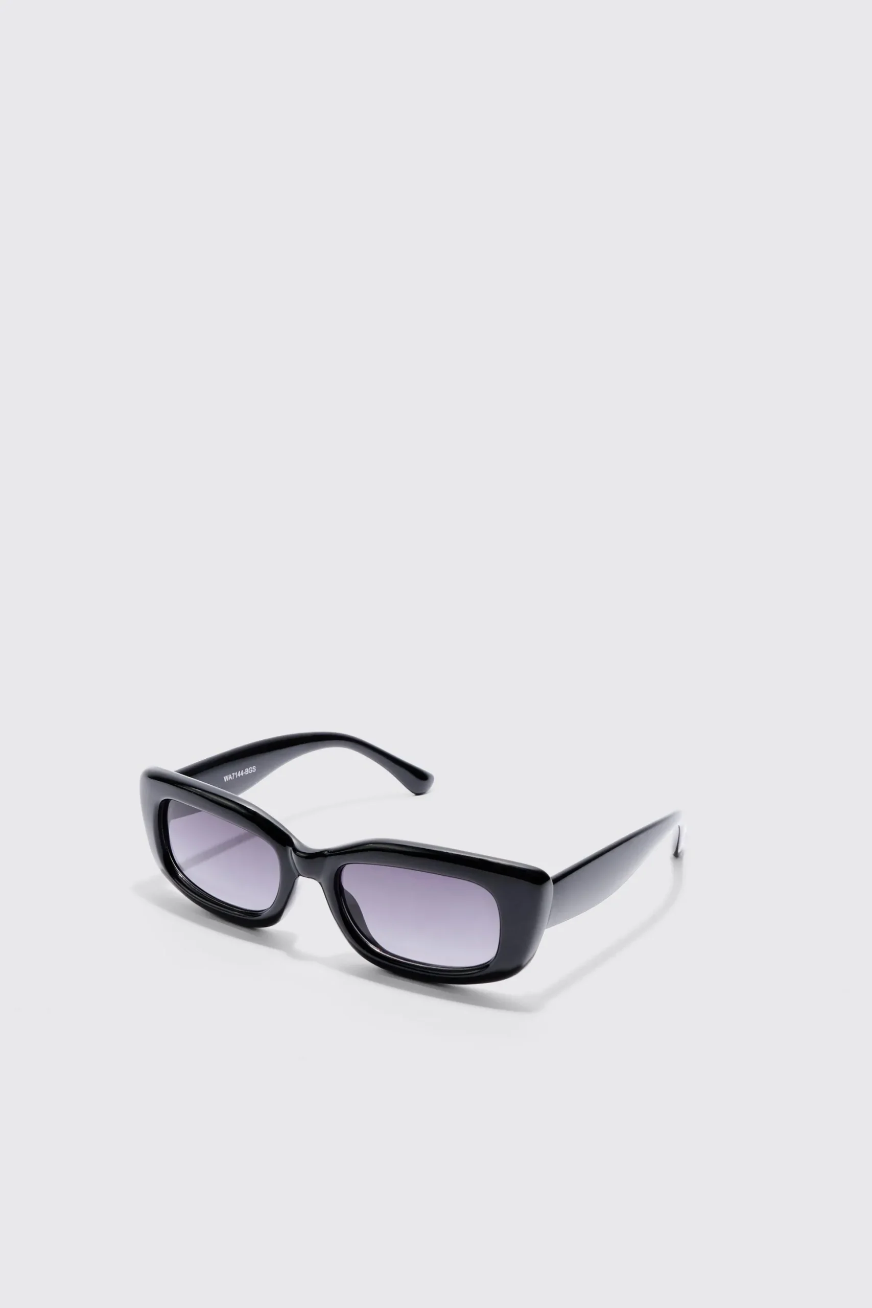 Rectangle Plastic Sunglasses In Black | BoohooMAN UK