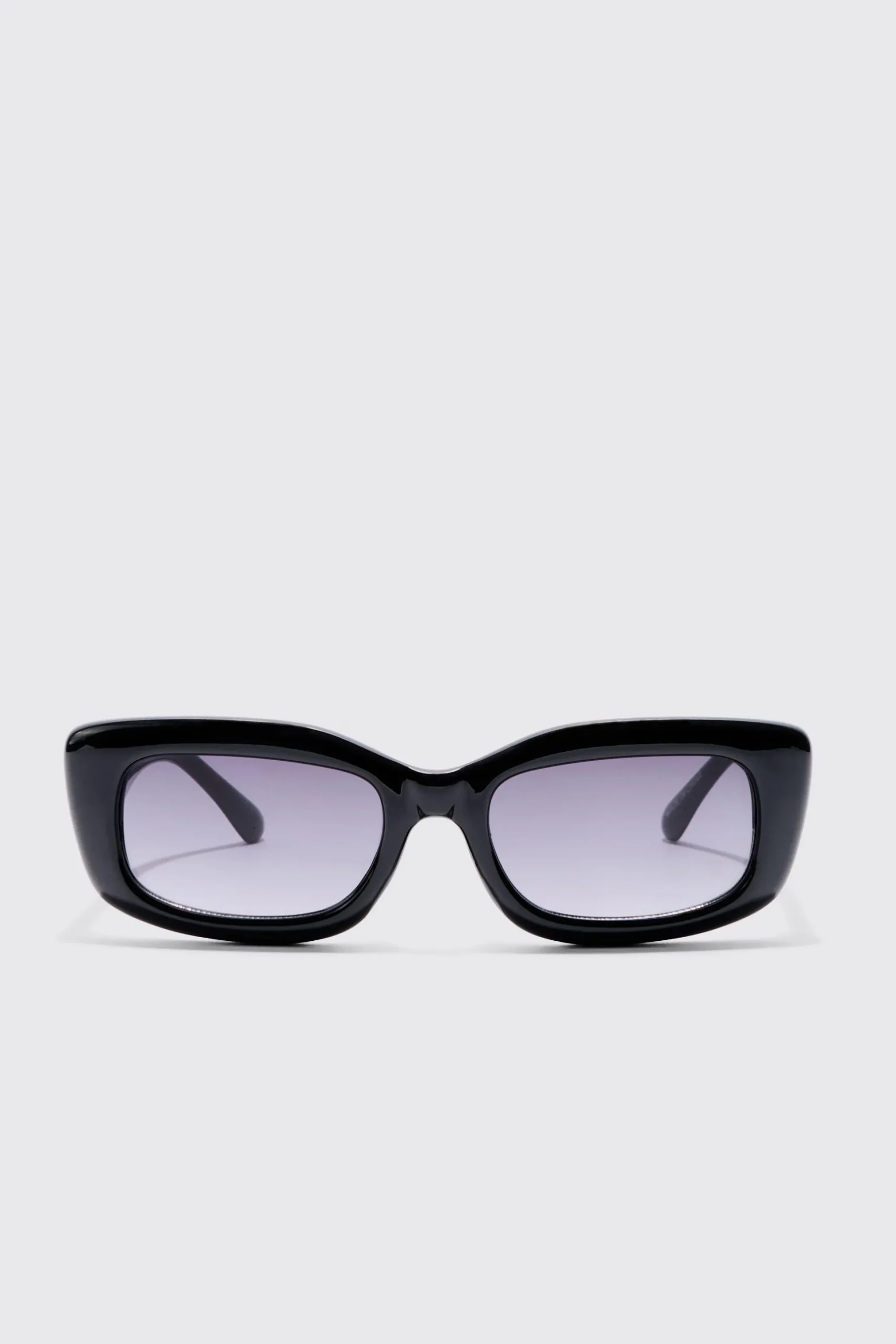 Rectangle Plastic Sunglasses In Black | BoohooMAN UK