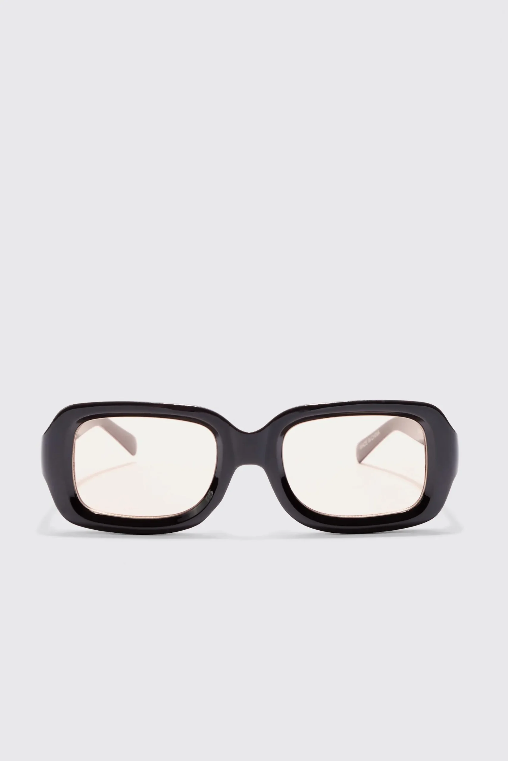 Rectangular Contrast Lens Sunglasses In Brown | BoohooMAN UK