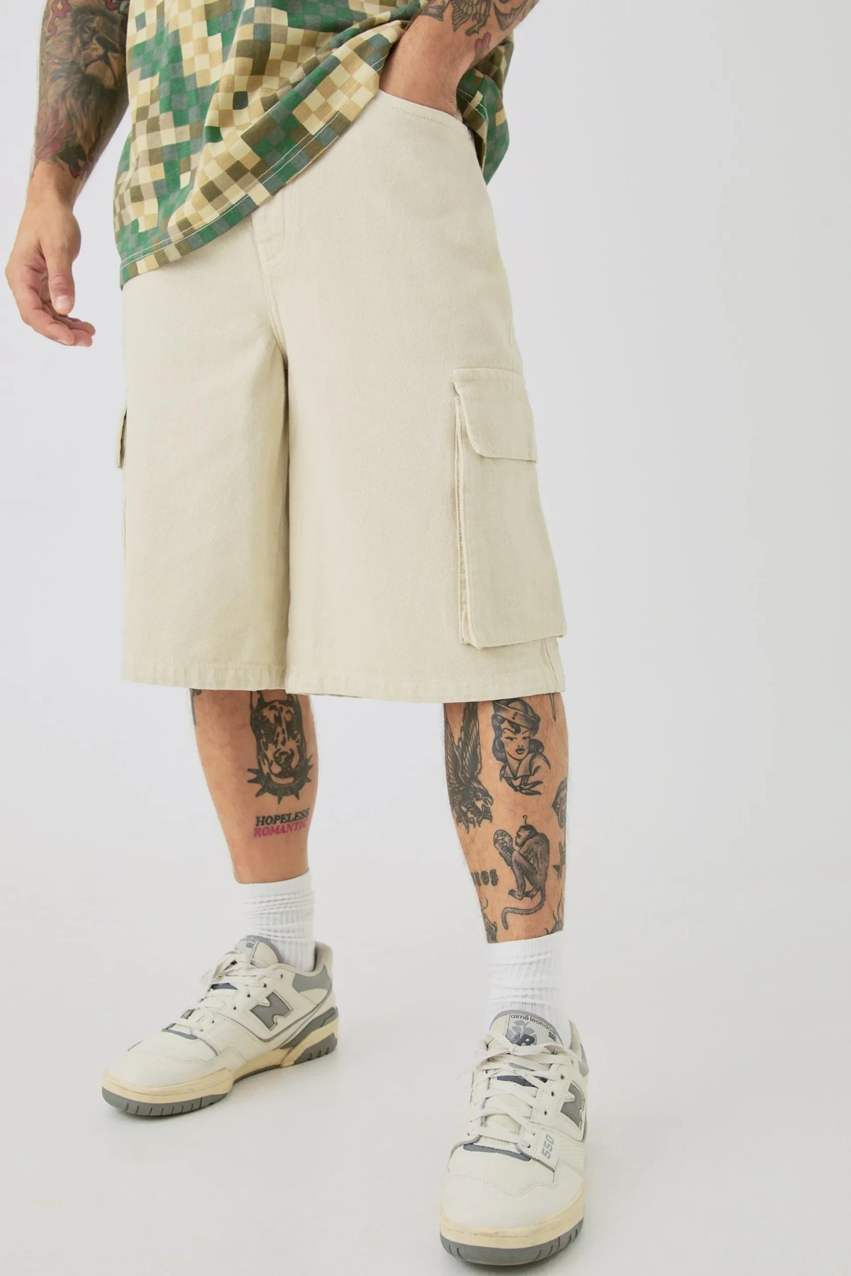 Regular Cargo Denim Jorts | BoohooMAN UK