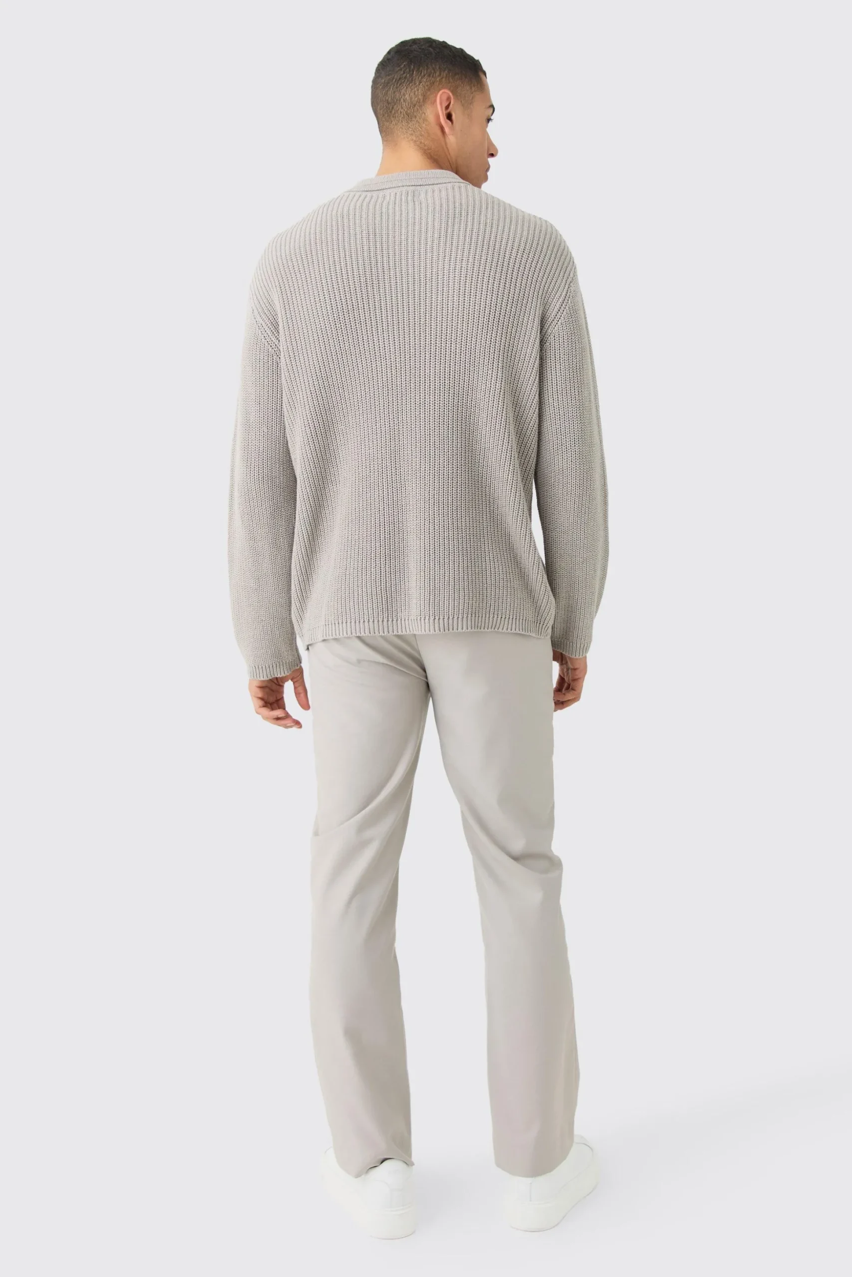 Regular Fit 1/4 Zip Funnel Fisherman Knit Jumper | BoohooMAN UK