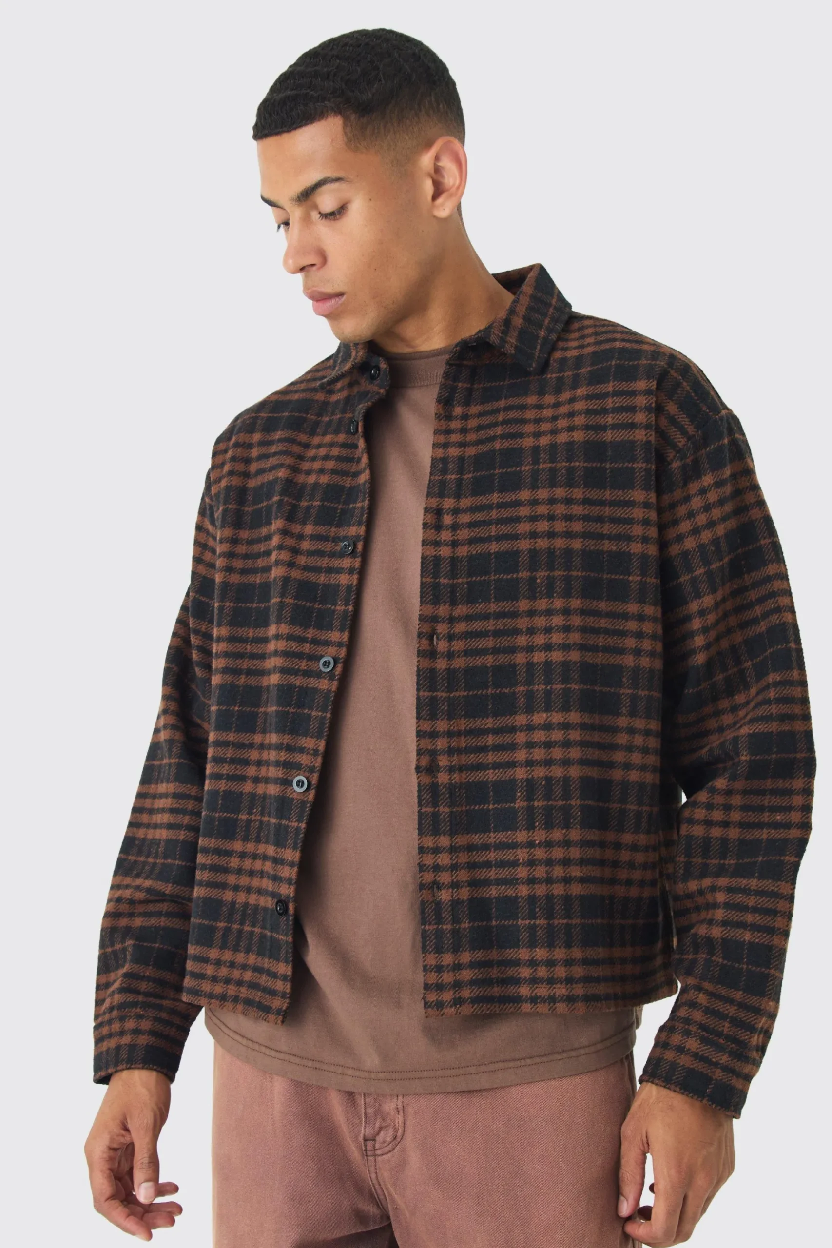 Regular Fit Boucle Overshirt | BoohooMAN UK