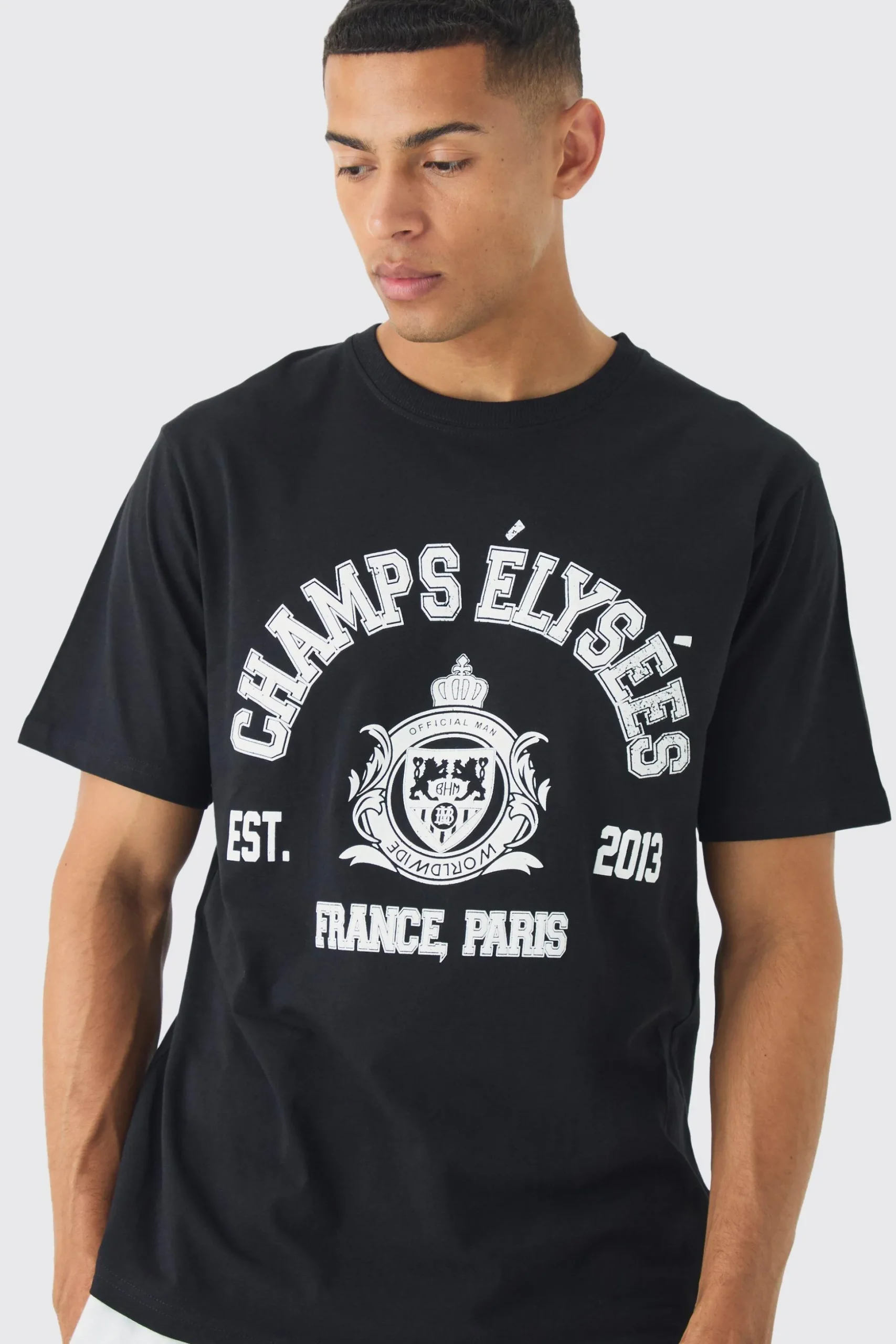 Regular Fit Champs Print T-Shirt | BoohooMAN UK