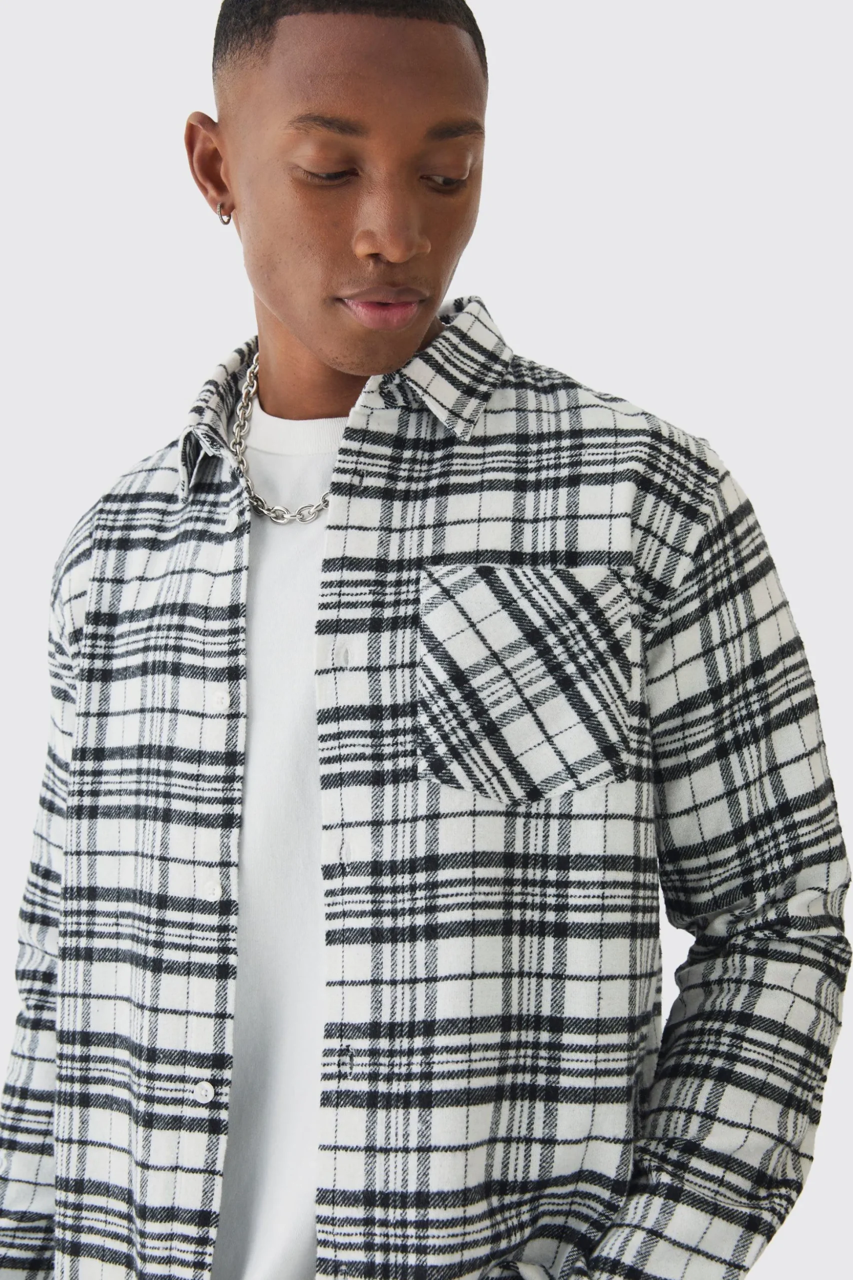 Regular Fit Long Sleeve Check Shirt | BoohooMAN UK