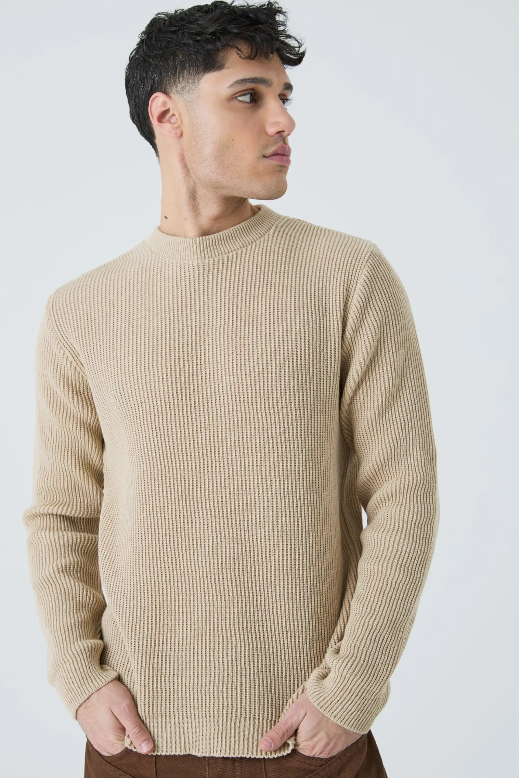 Regular Fit Waffle Knit Jumper | BoohooMAN UK