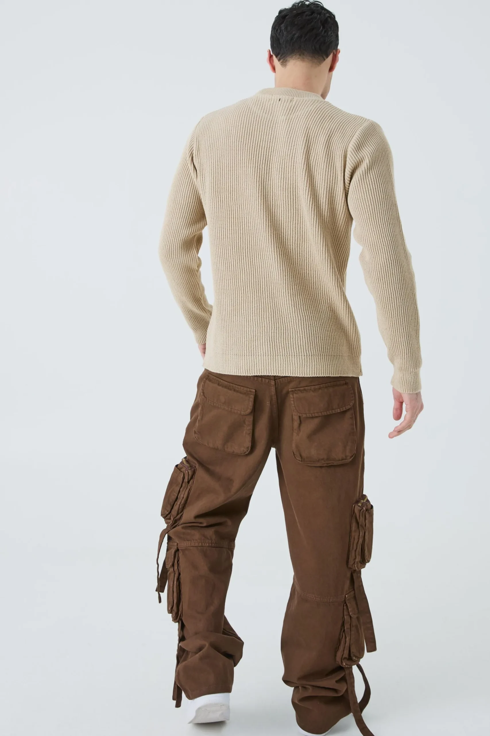 Regular Fit Waffle Knit Jumper | BoohooMAN UK