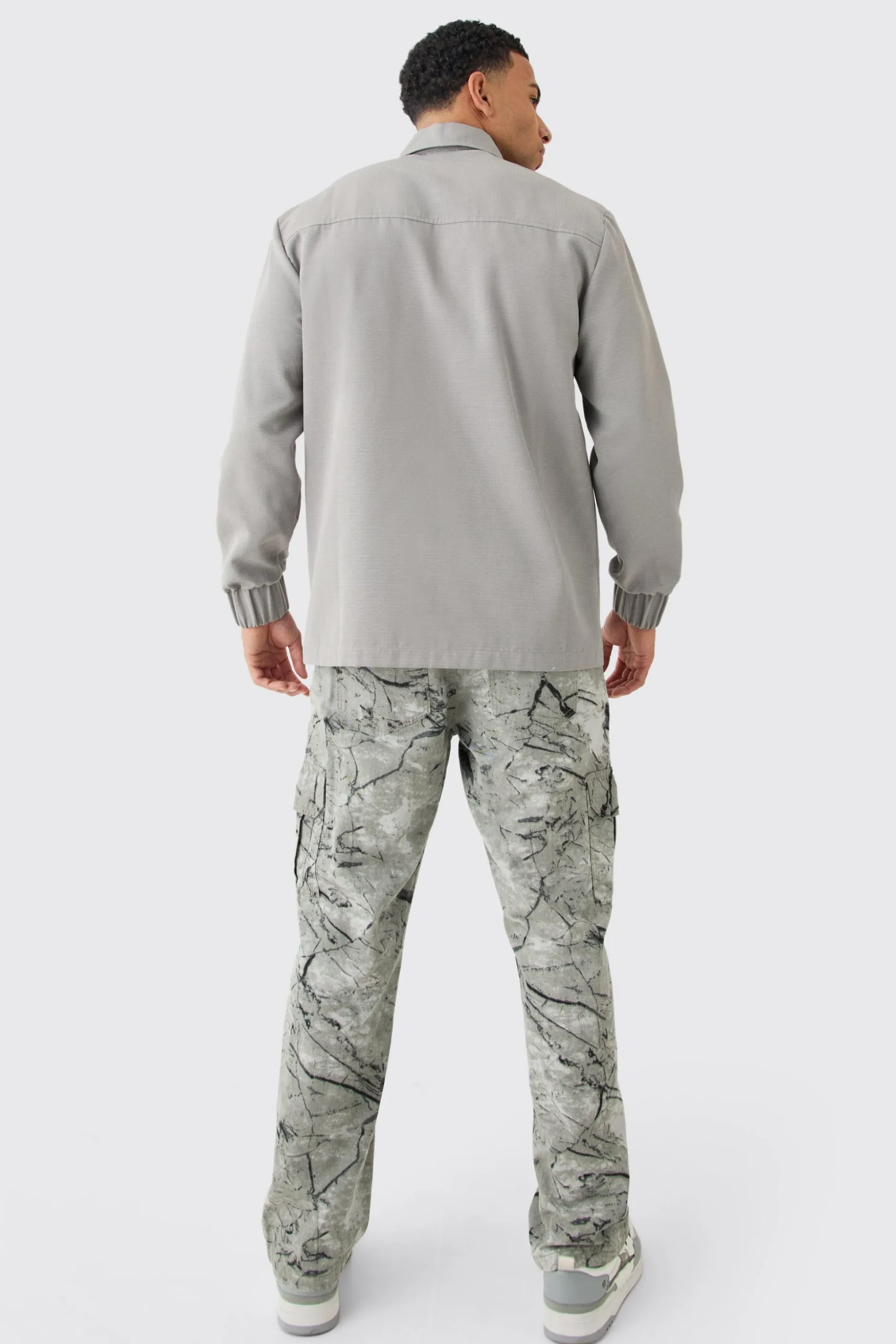 Regular Long Sleeve Ripstop Popper Overshirt | BoohooMAN UK
