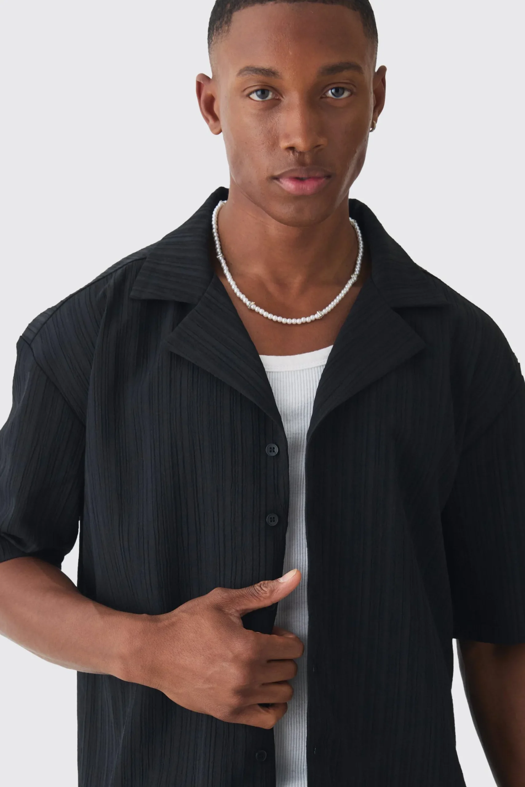 Regular Textured Stripe Shirt | BoohooMAN UK
