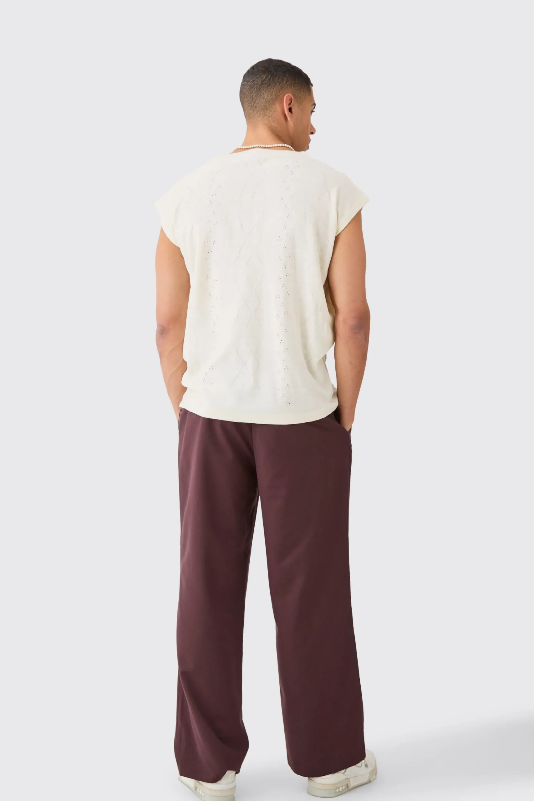 Relaxed Cable Knitted Vest | BoohooMAN UK