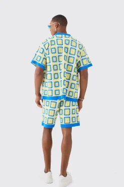 Relaxed Crochet Knit Short | BoohooMAN UK