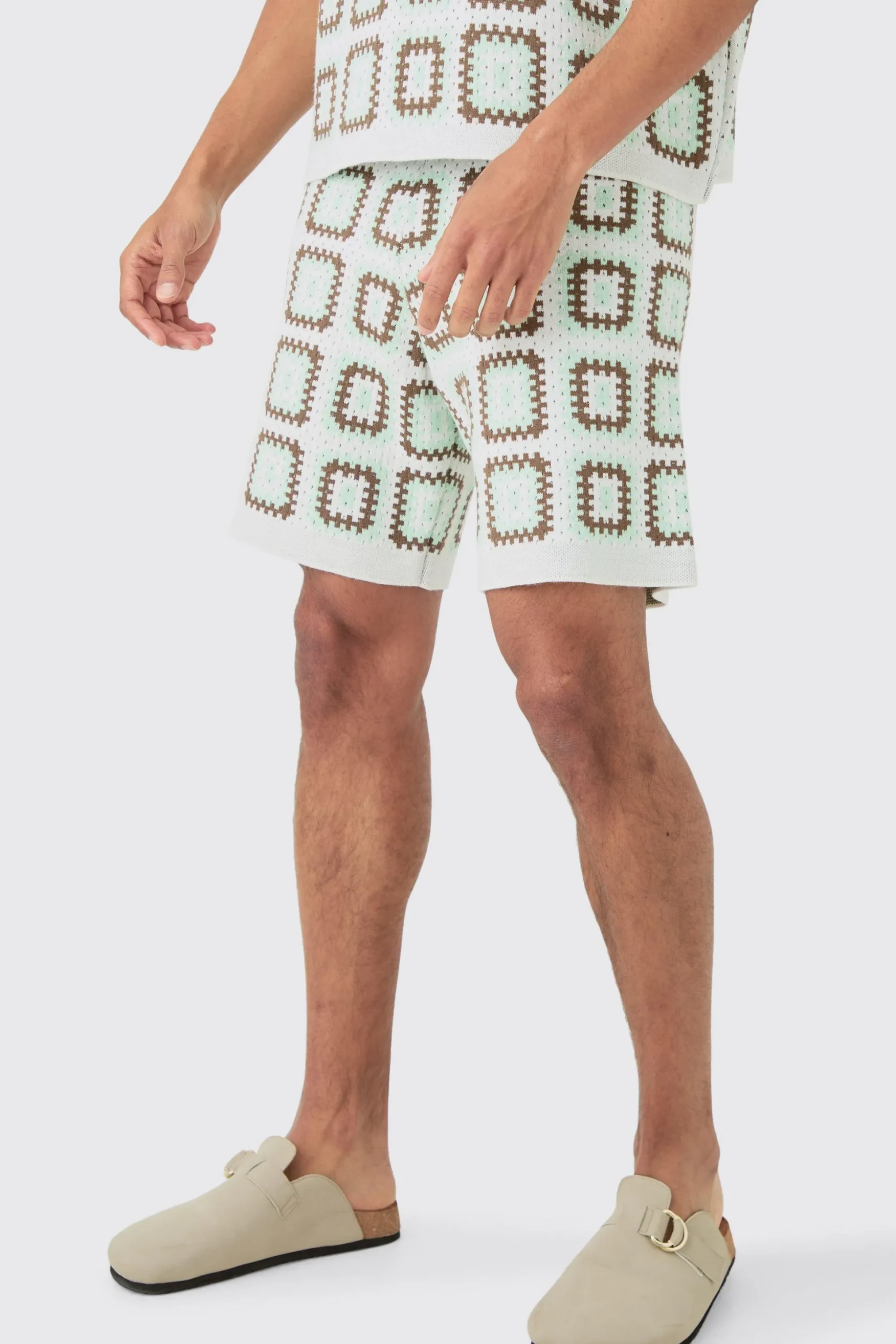 Relaxed Crochet Knit Short | BoohooMAN UK