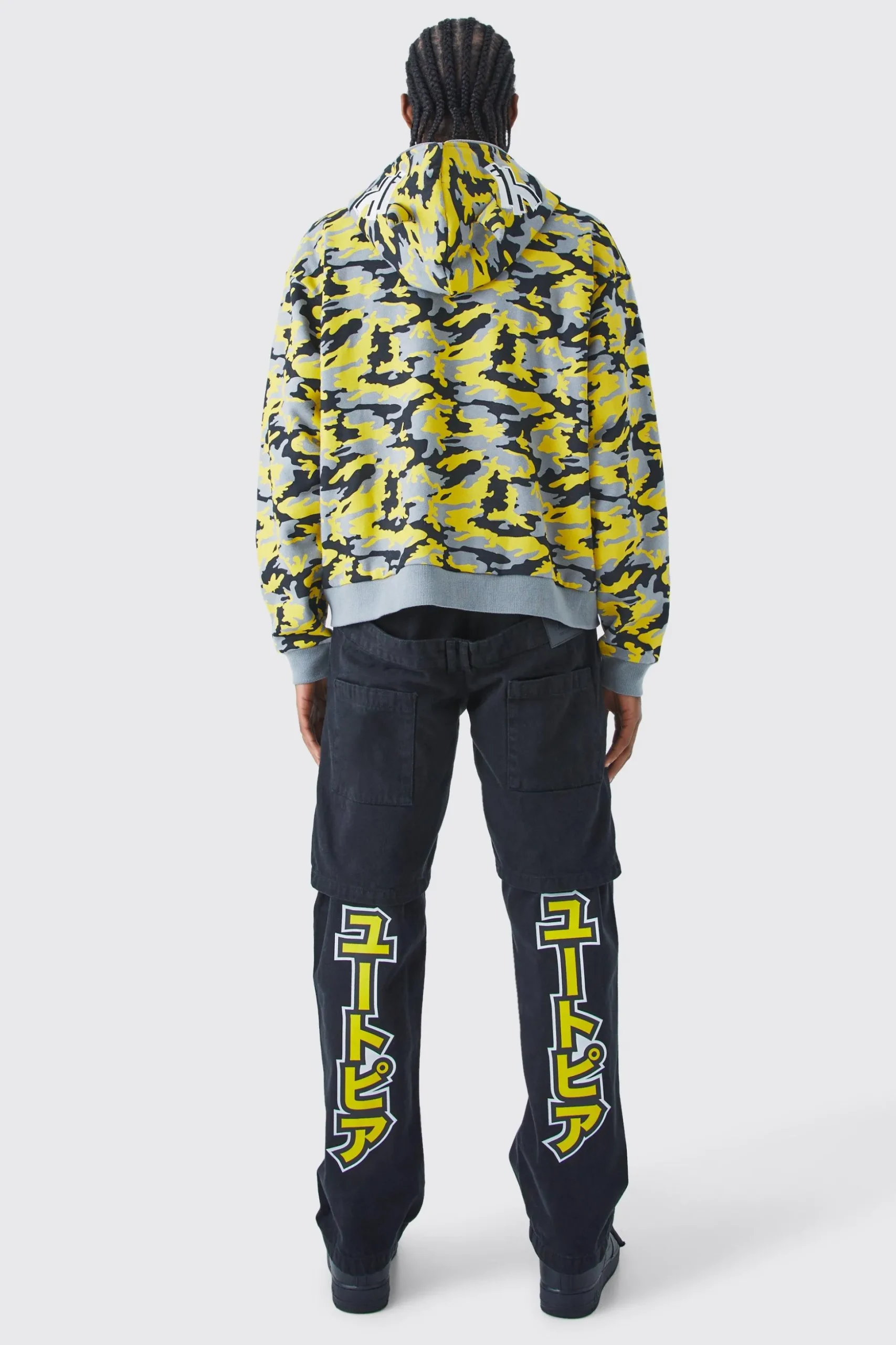 Relaxed Crotch And Leg Print Cargo Trouser | BoohooMAN UK