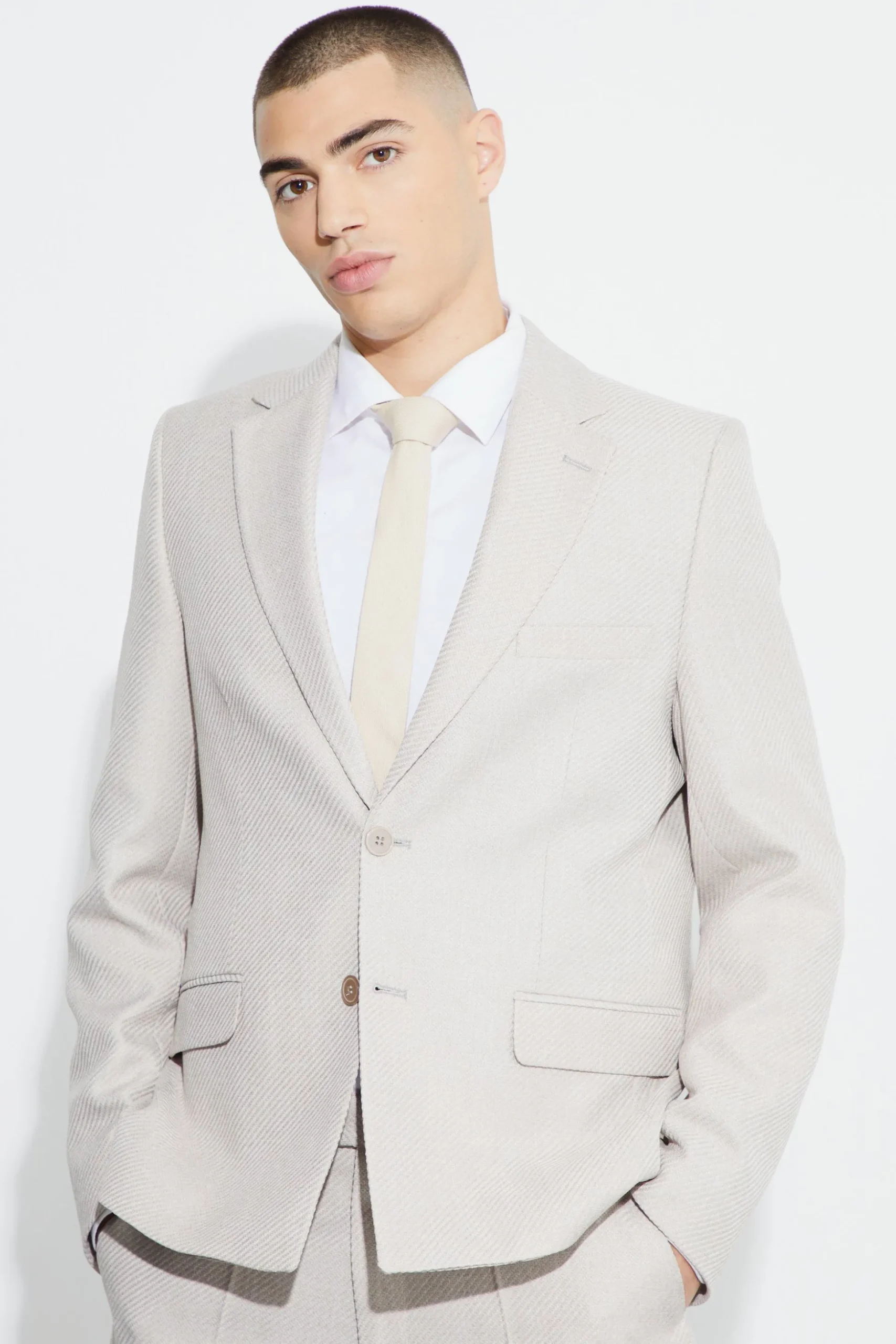 Relaxed Fit Boucle Texture Marl Blazer | BoohooMAN UK