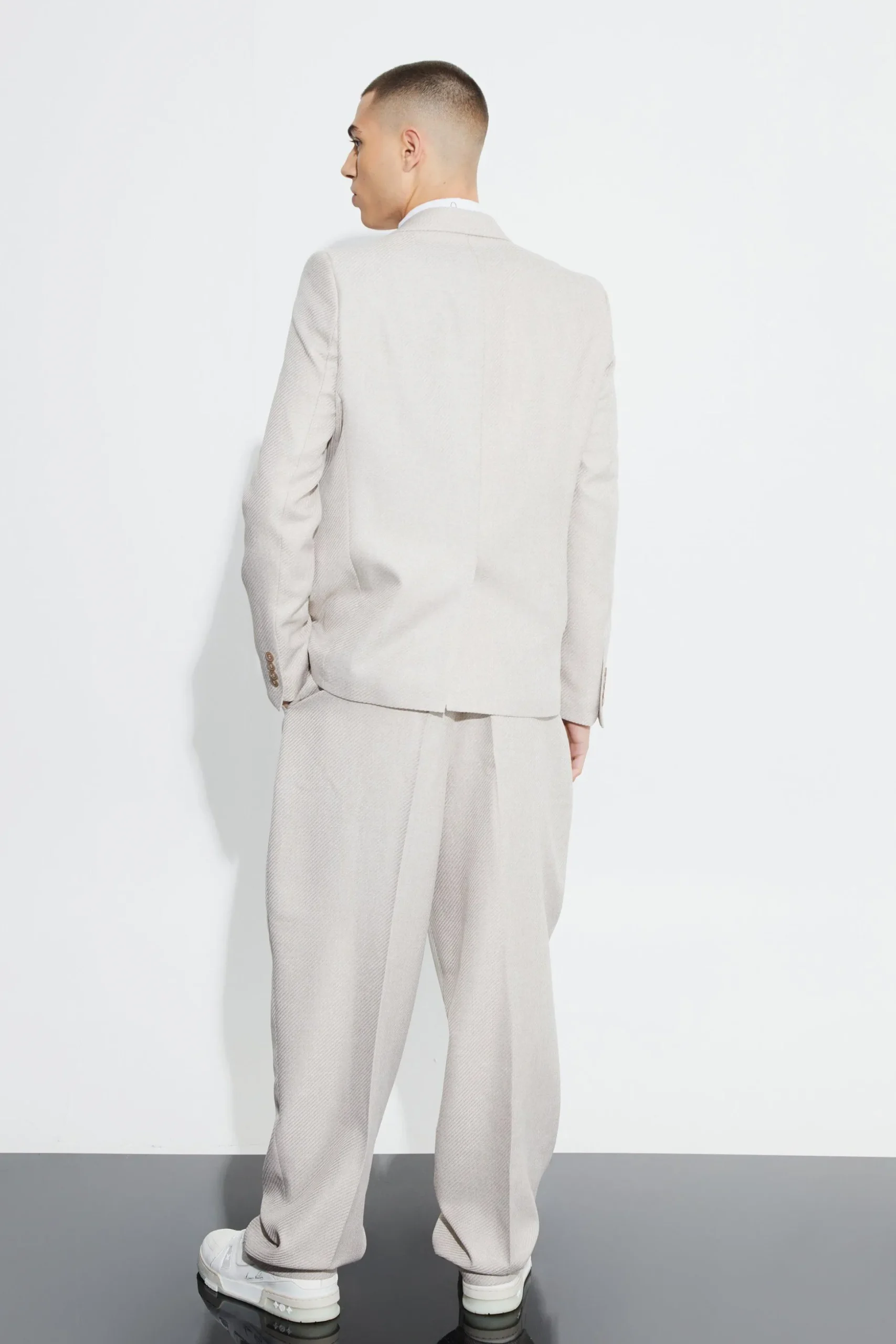 Relaxed Fit Boucle Texture Marl Blazer | BoohooMAN UK