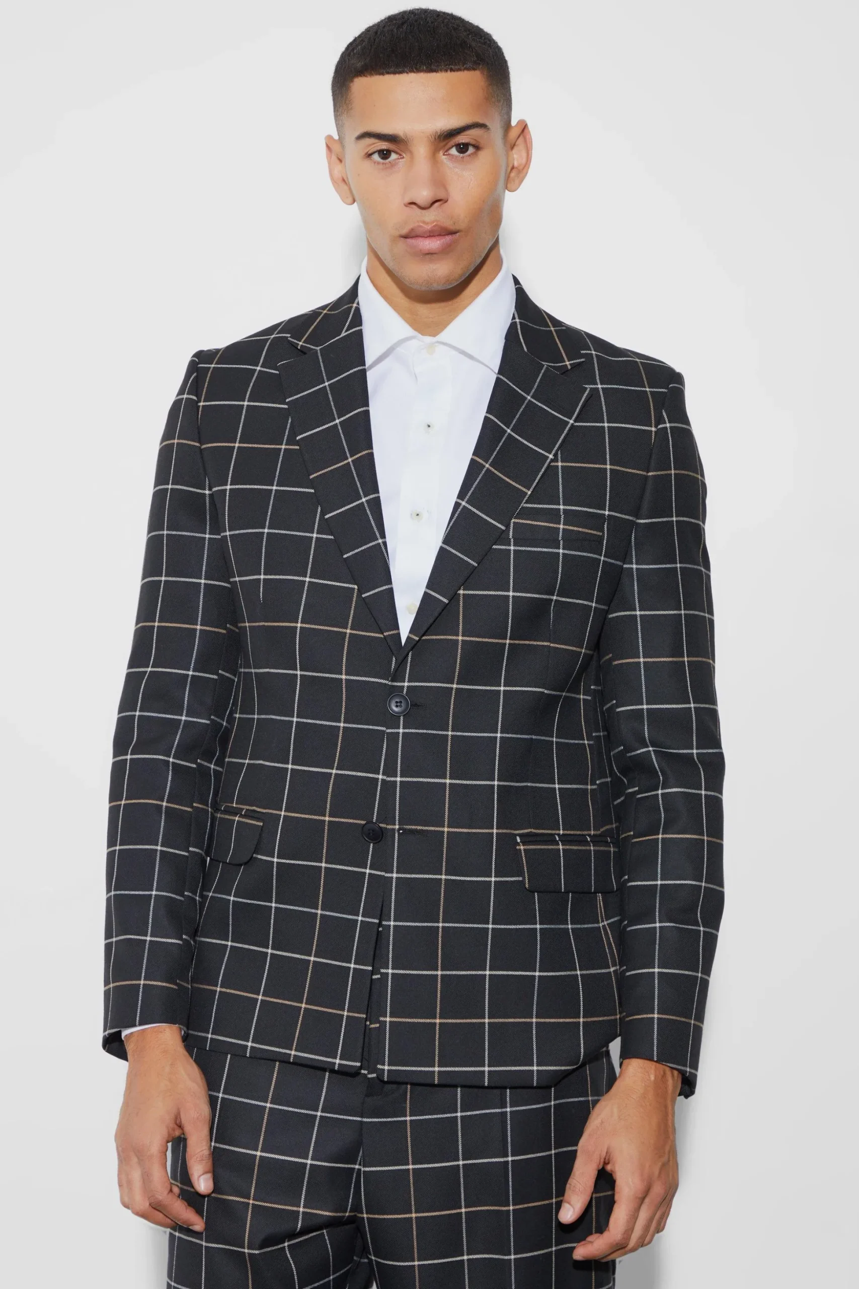 Relaxed Fit Check Suit | BoohooMAN UK