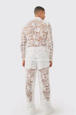 Relaxed Fit Double Breasted Lace Blazer | BoohooMAN UK