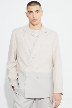 Relaxed Fit Double Breasted Colour Block Suit | BoohooMAN UK