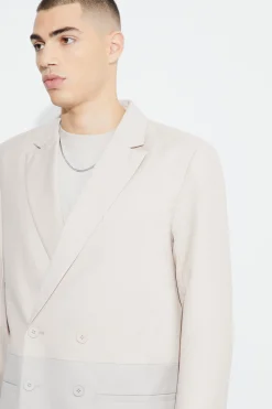 Relaxed Fit Double Breasted Colour Block Suit | BoohooMAN UK