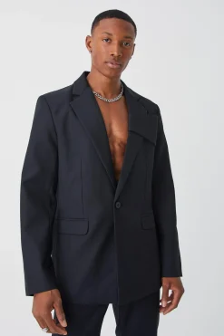 Relaxed Fit Front Panel Blazer | BoohooMAN UK