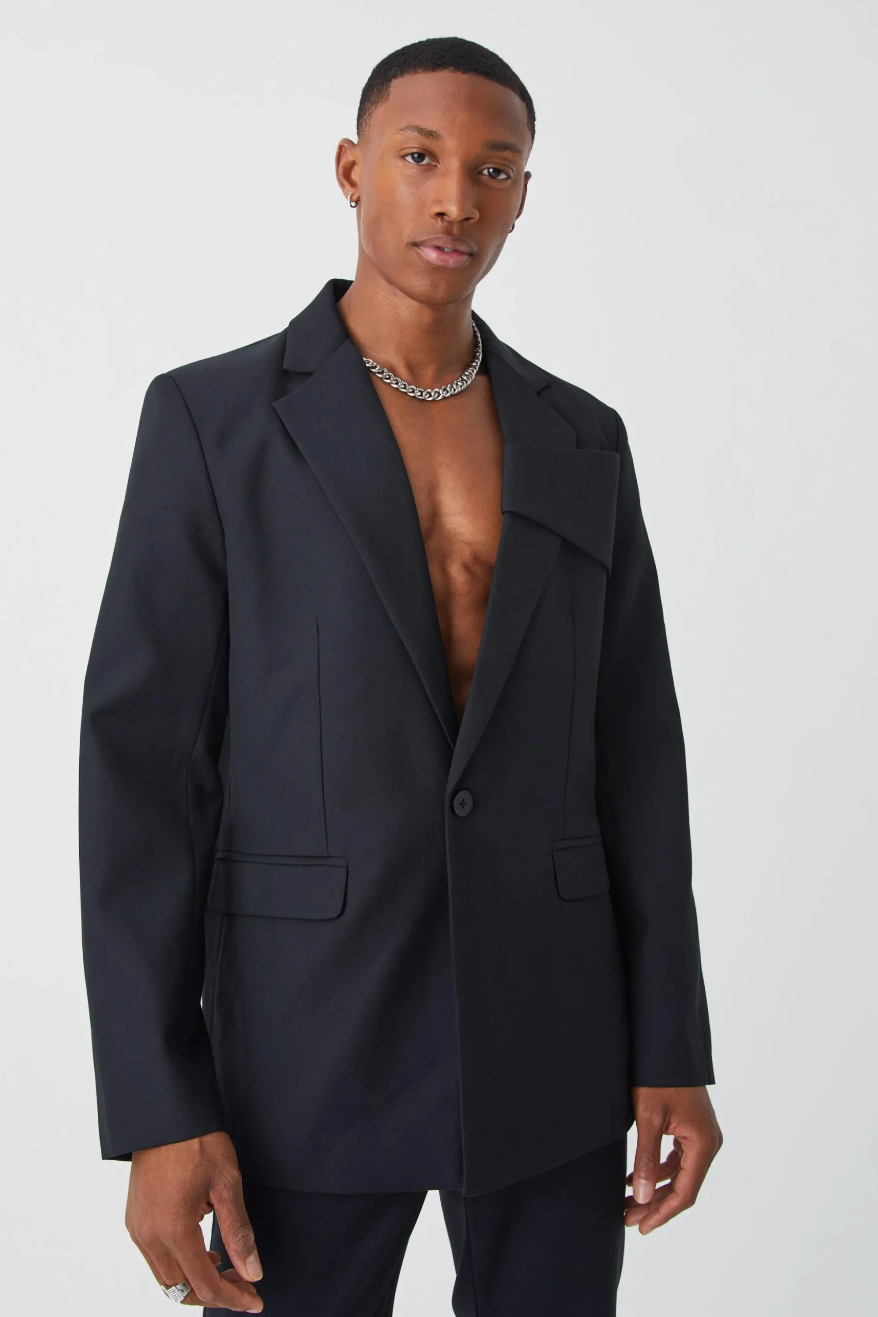 Relaxed Fit Front Panel Blazer | BoohooMAN UK