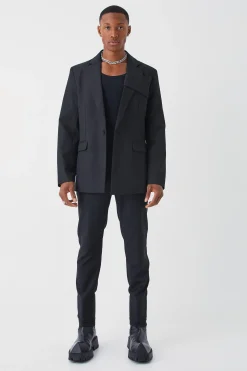 Relaxed Fit Front Panel Blazer | BoohooMAN UK