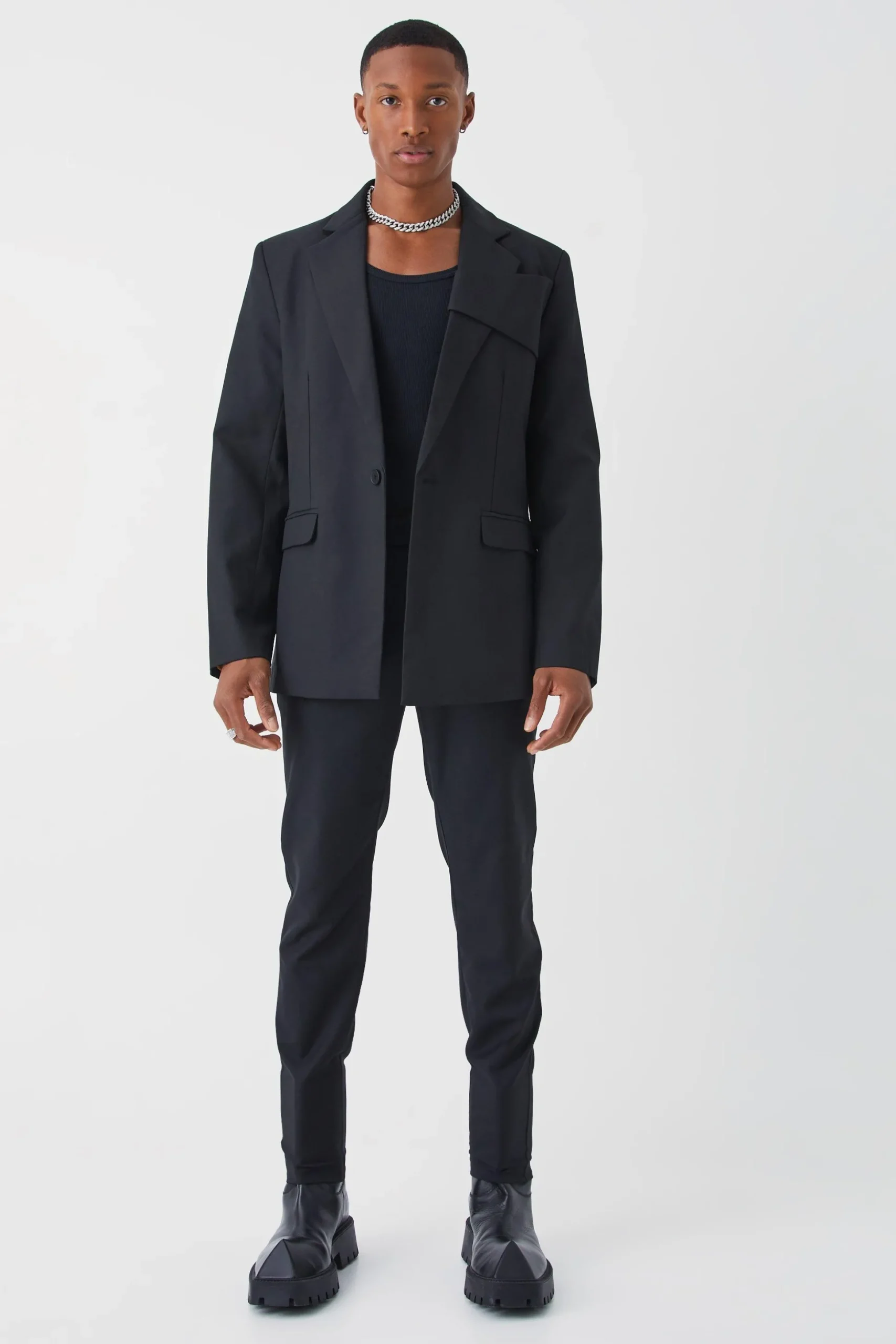 Relaxed Fit Front Panel Blazer | BoohooMAN UK