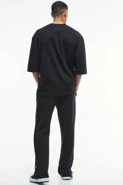 Relaxed Fit Herringbone Split Hem Woven Tab Jogger | BoohooMAN UK