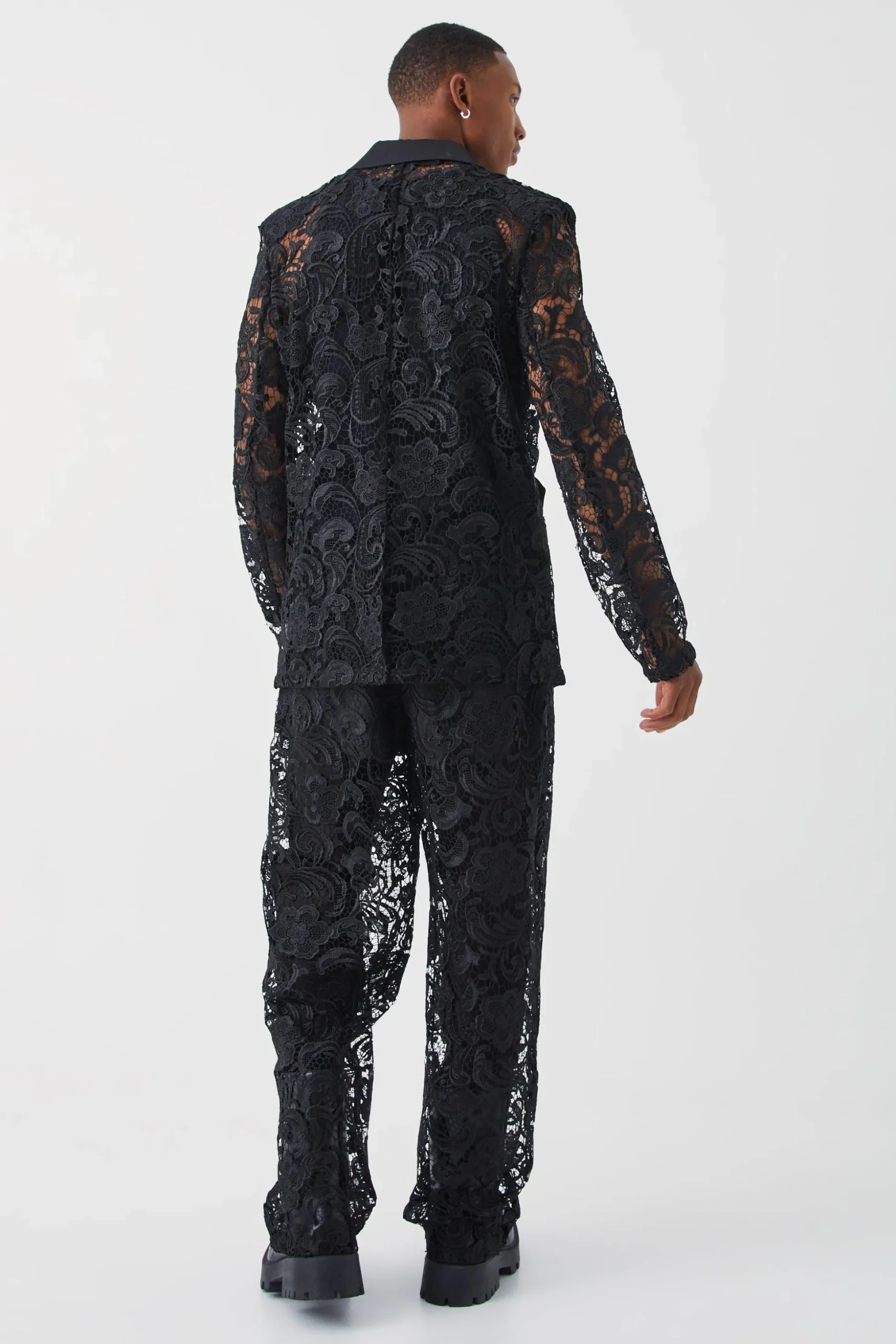 Relaxed Fit Lace Suit Trouser | BoohooMAN UK