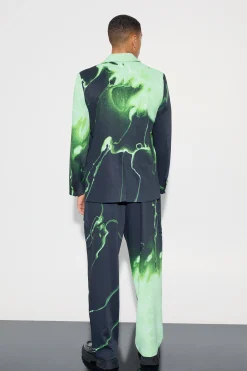 Relaxed Fit Marble Print Blazer | BoohooMAN UK