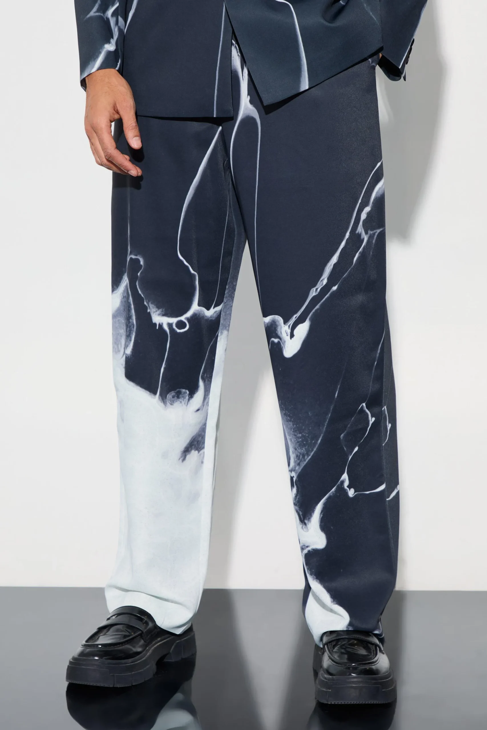 Relaxed Fit Marble Print Suit | BoohooMAN UK